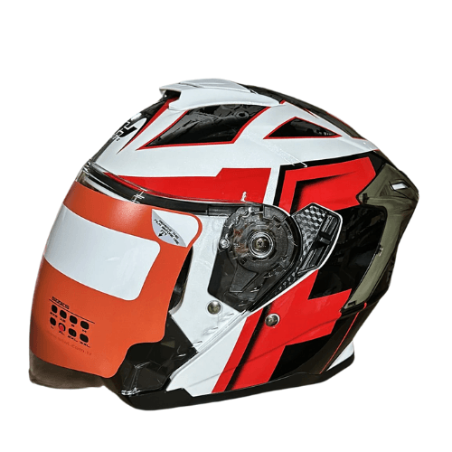 MT Helmets L Beden Yarım Kırmızı Beyaz Kask