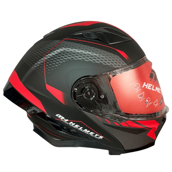 MH Sports Çene Açılır Kırmızı Siyah Kask XXL Beden