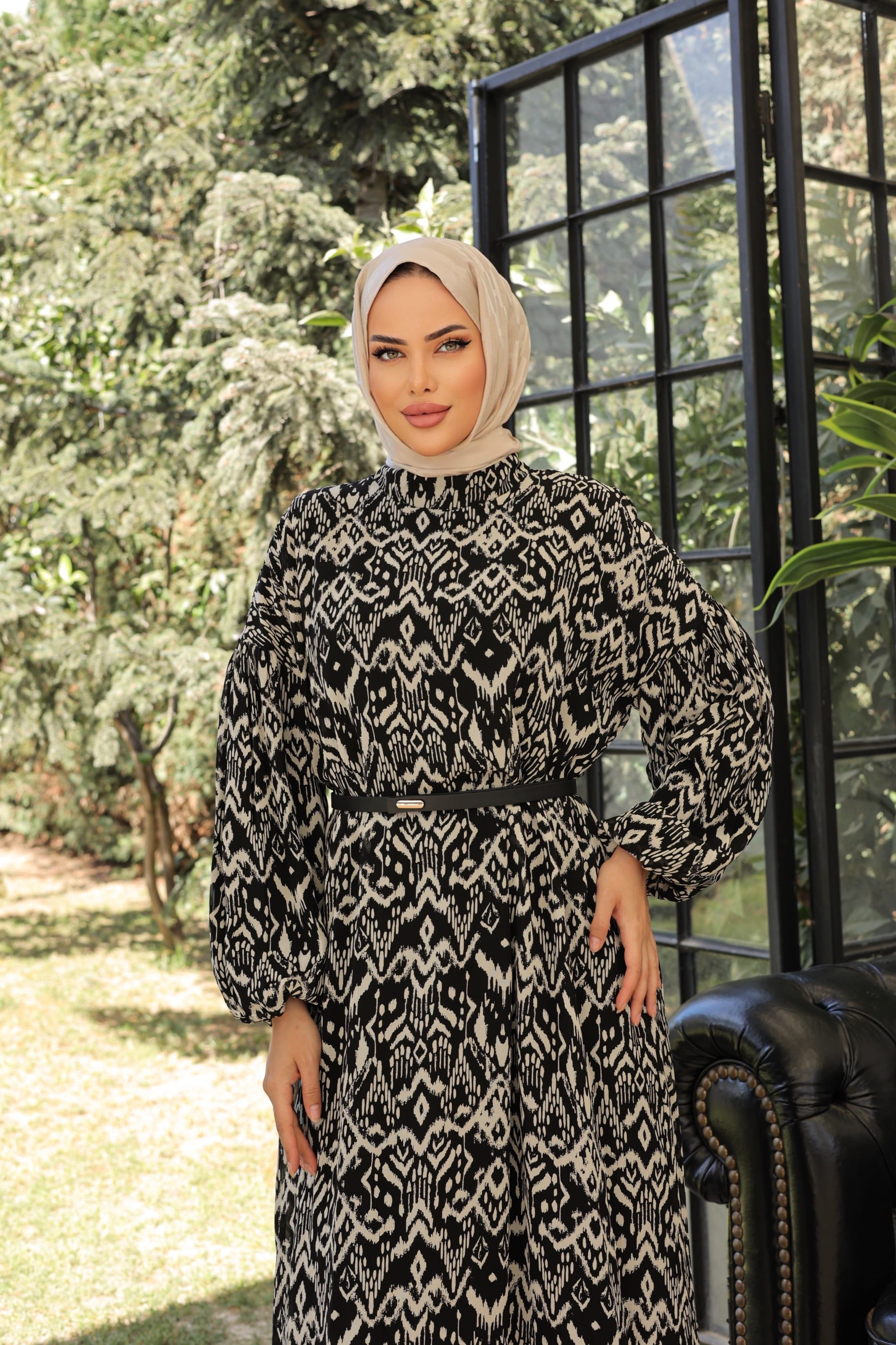 Pattern Belden Kemerli Elbise 