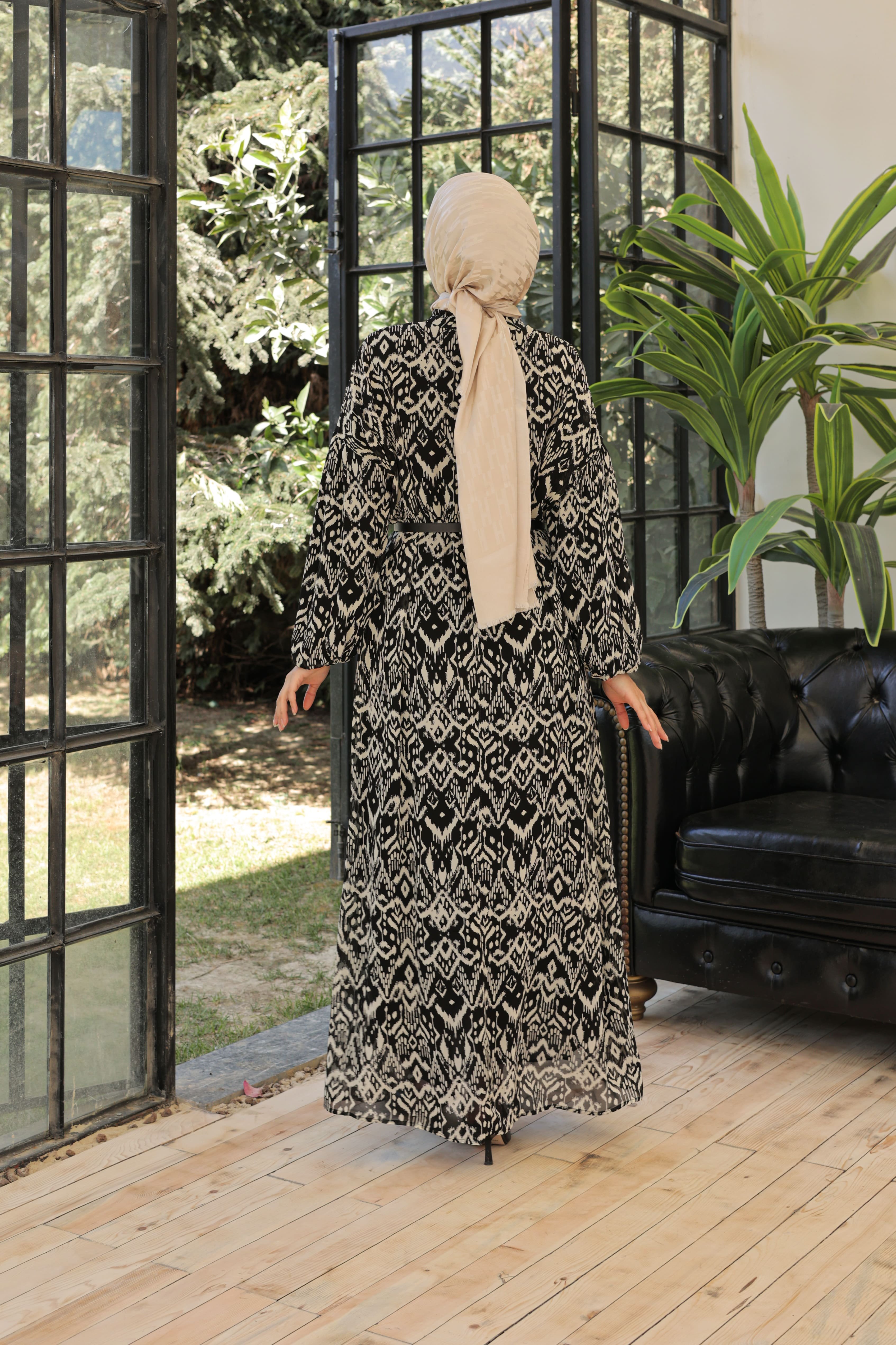 Pattern Belden Kemerli Elbise 