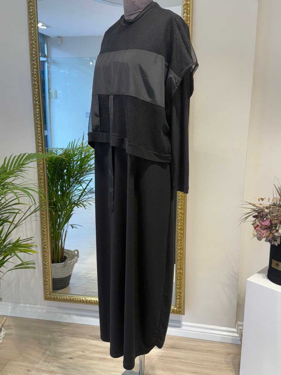 HEDDY File Garnili Oversize Elbise – Siyah