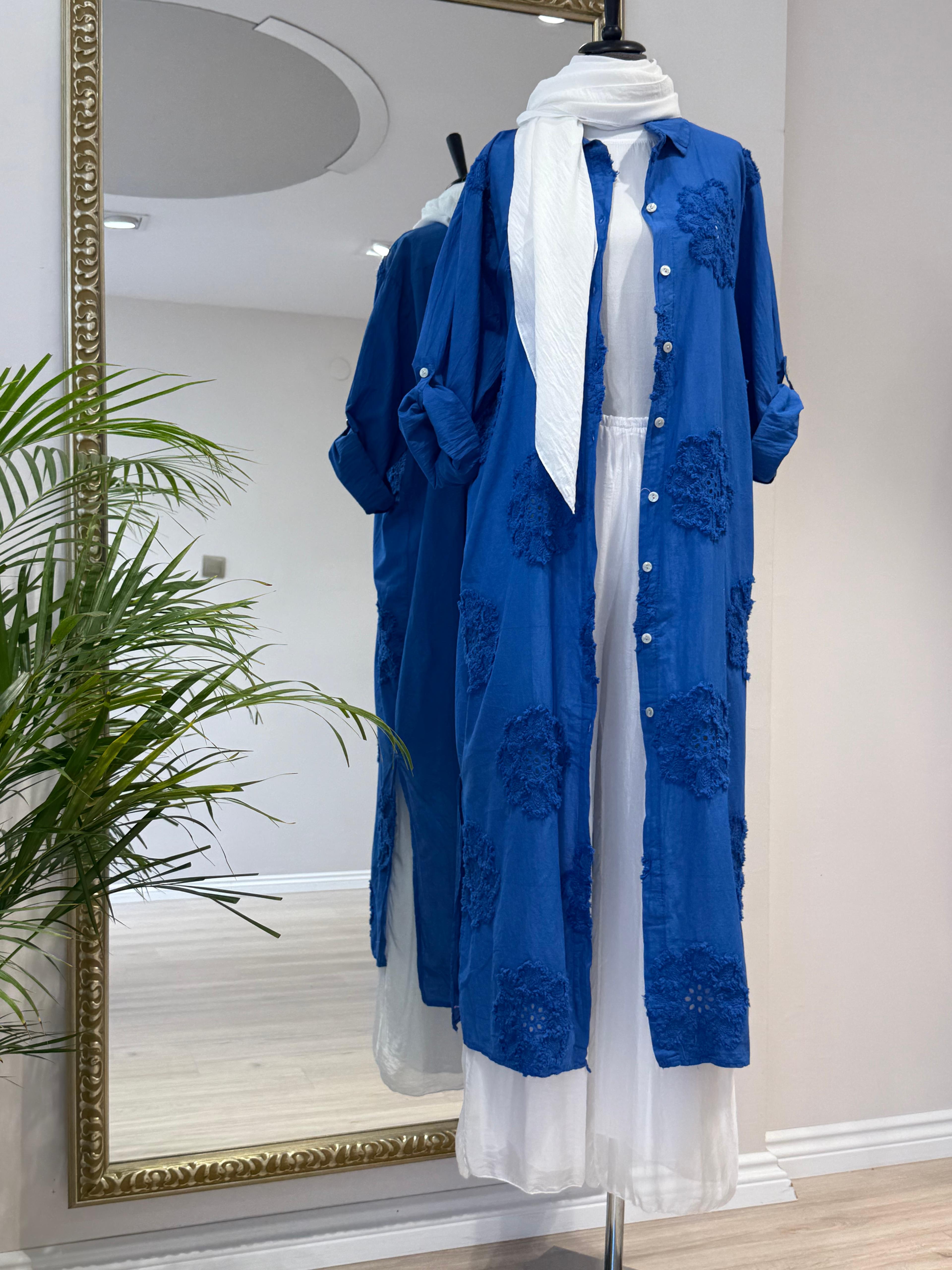 Özel Tasarım Cotton Tunik  - MAVİ