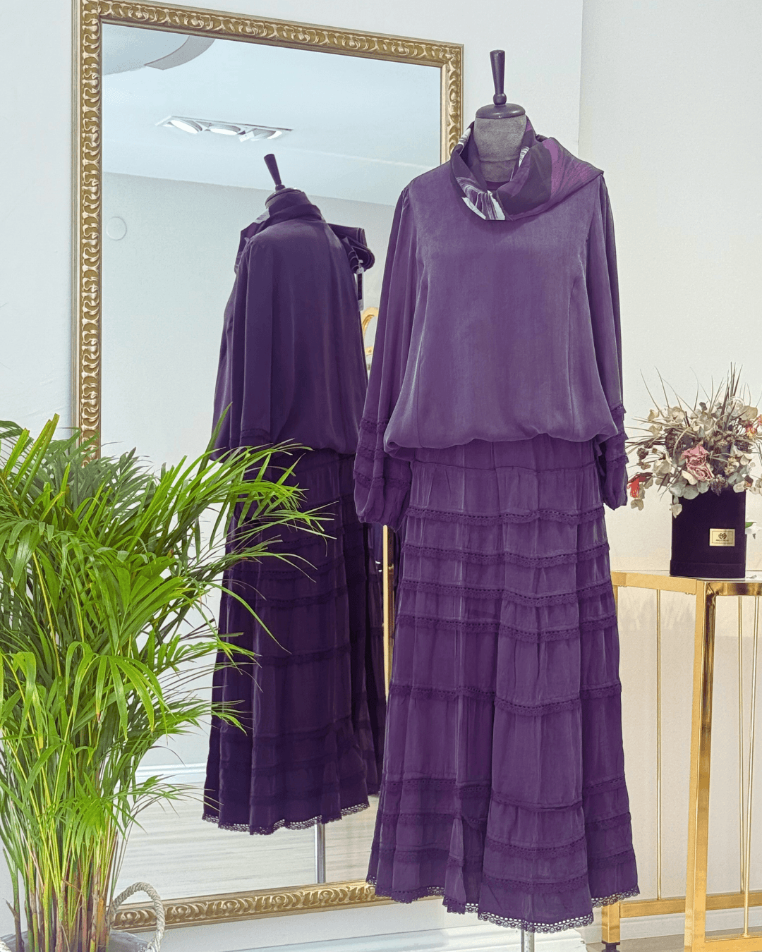 Misswhence Kat Dantelli Tunik Takım - Mor