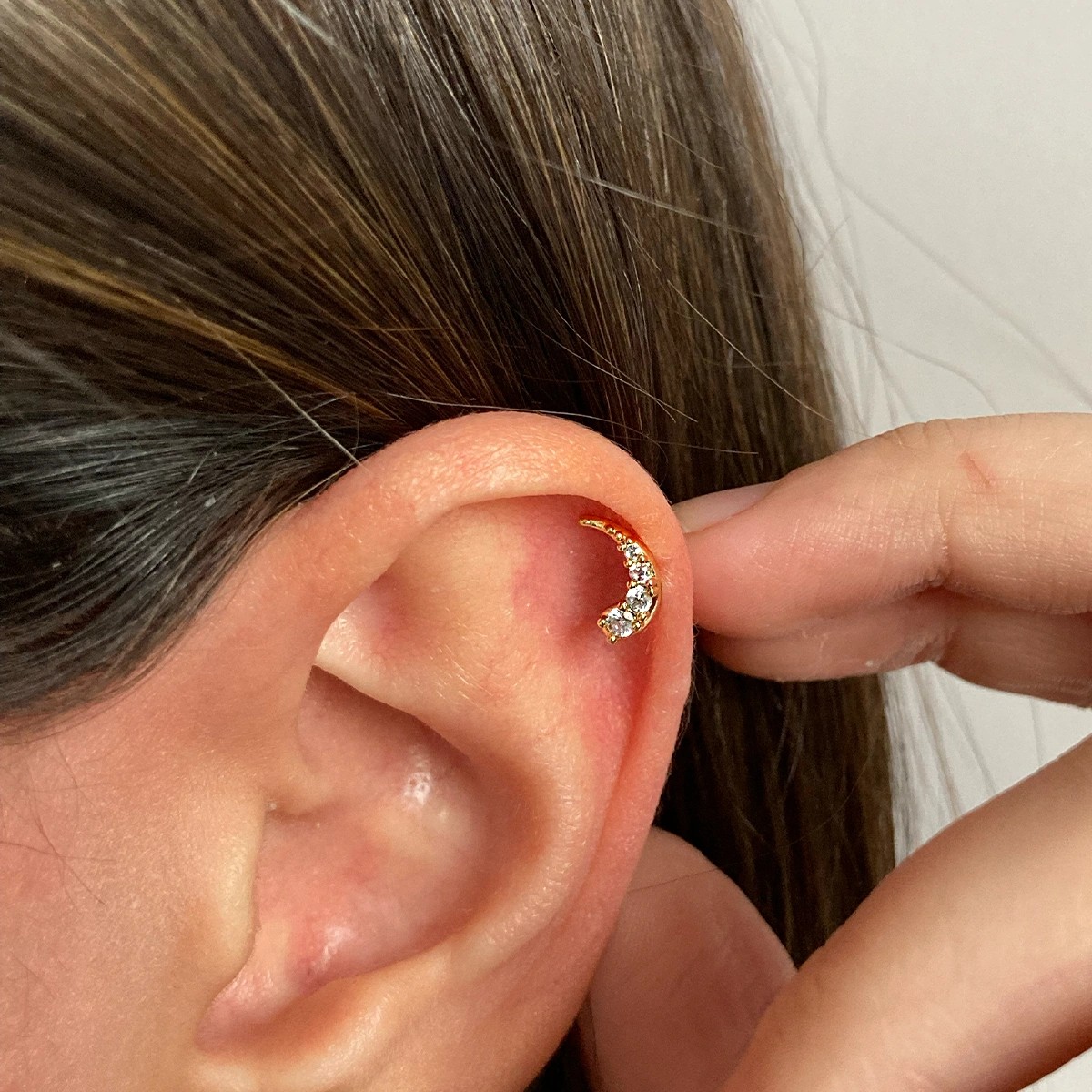 Zirkon Taşlı Mini Balık Çelik Piercing