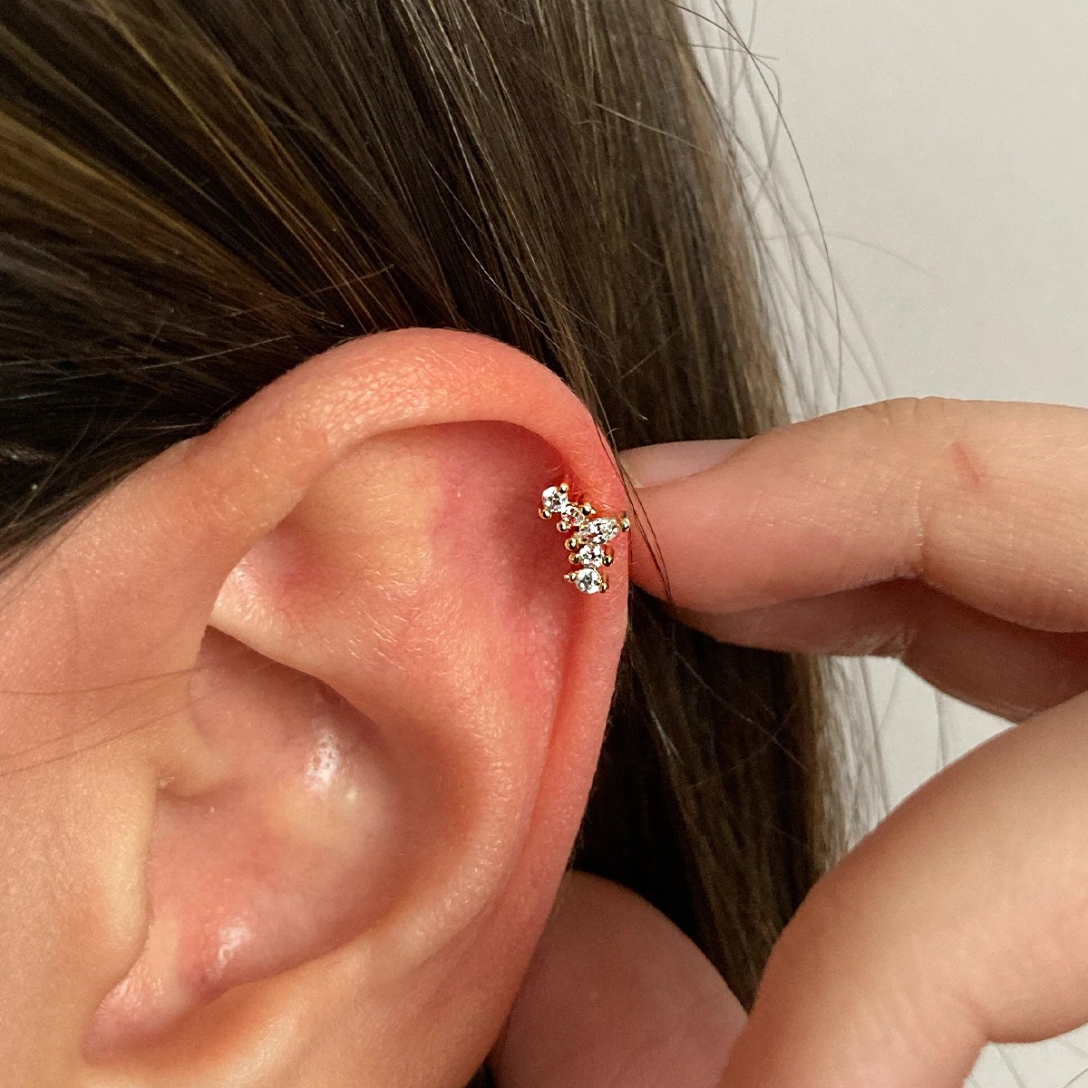 Zirkon Taşlı Minimal Çelik Piercing