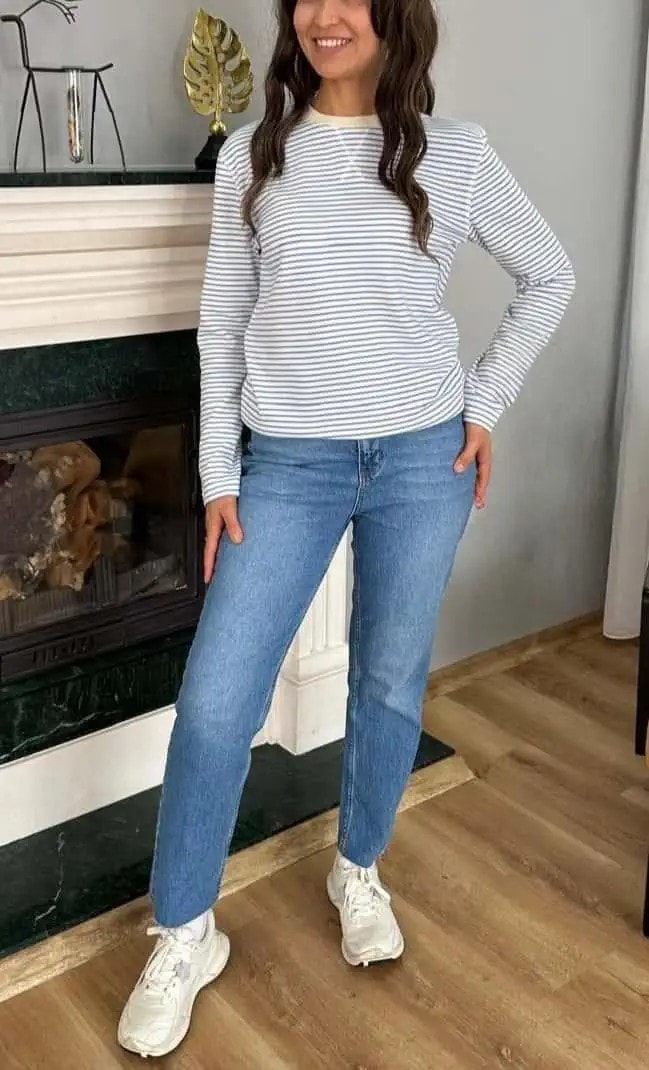 MAVİ ÇİZGİLİ İNCE SWEATSHIRT