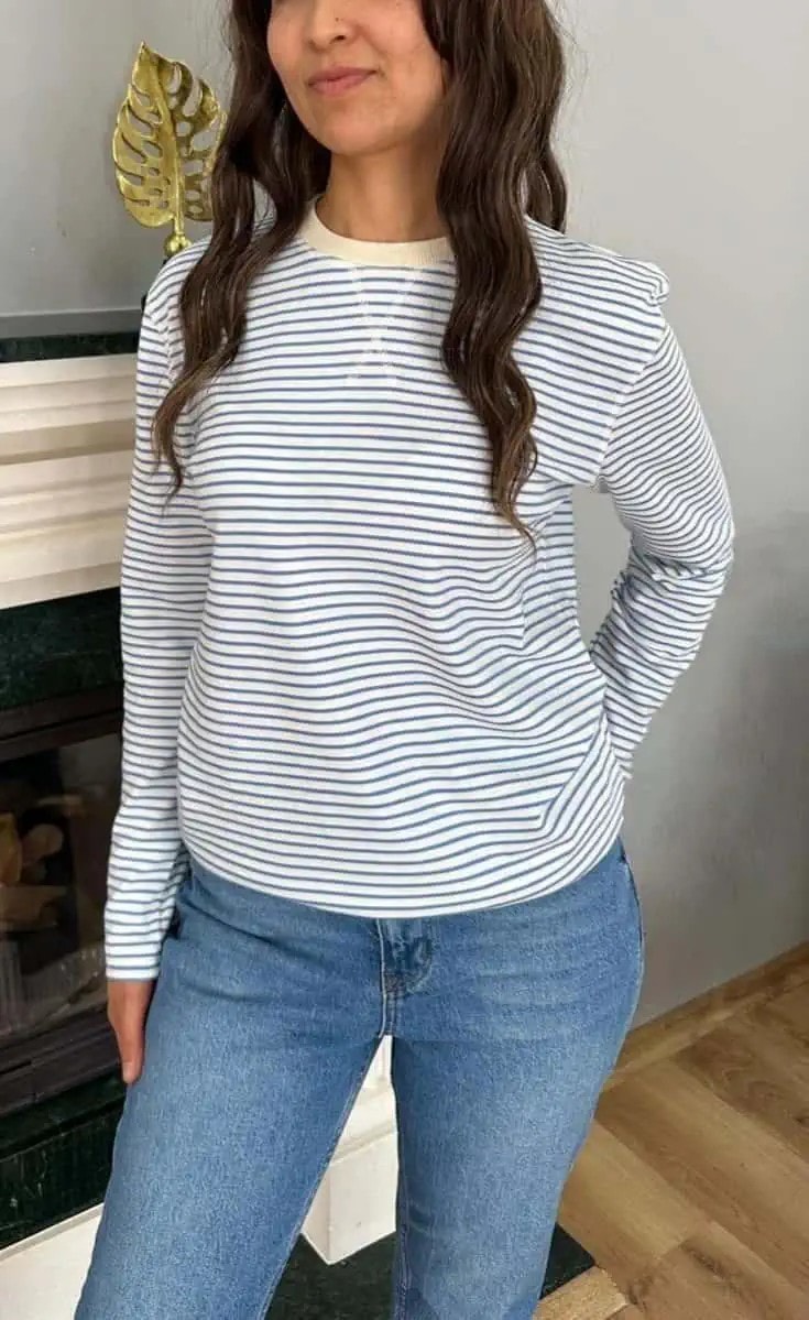 MAVİ ÇİZGİLİ İNCE SWEATSHIRT