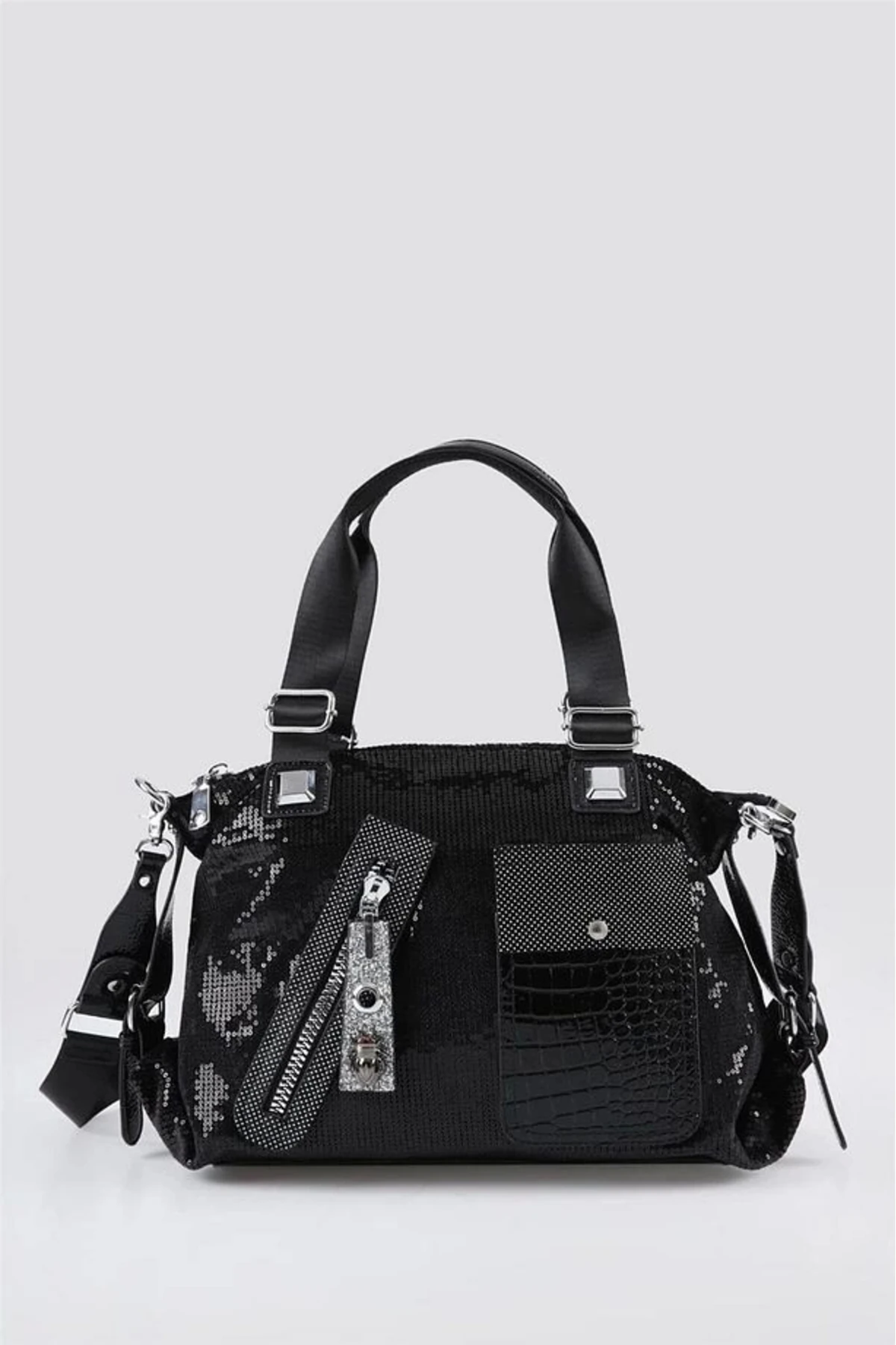 Merli Siyah Cilt Omuz Çantası