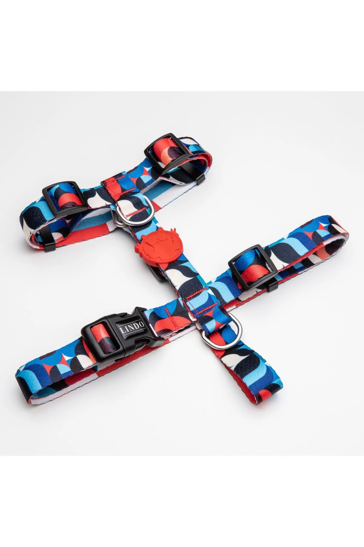 Lindo Dogs Red Line H Tipi Köpek Göğüs Tasması Kırmızı/Mavi Beden Large