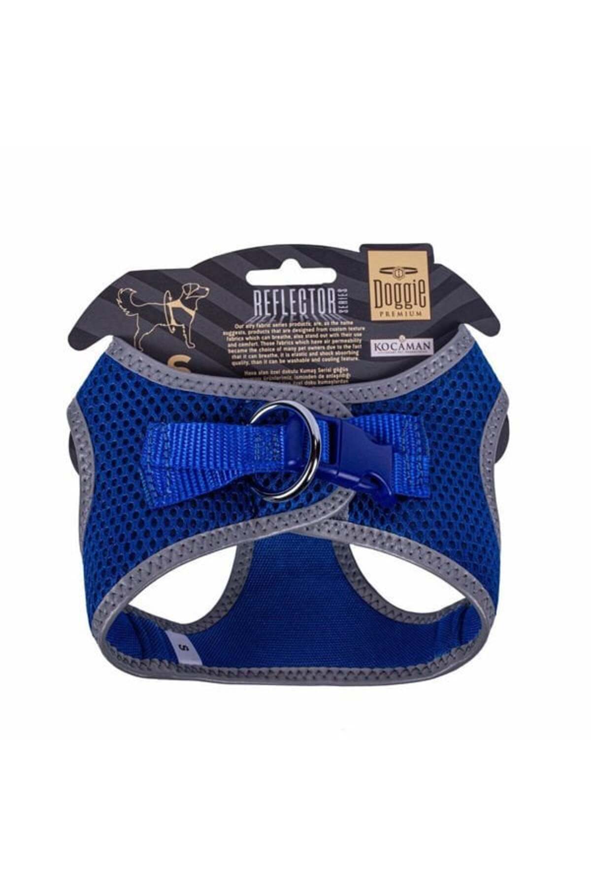 Doggie Havalı Dokuma Reflektör Küçük Irk Köpek Göğüs Tasması Small Mavi 32-38 Cm