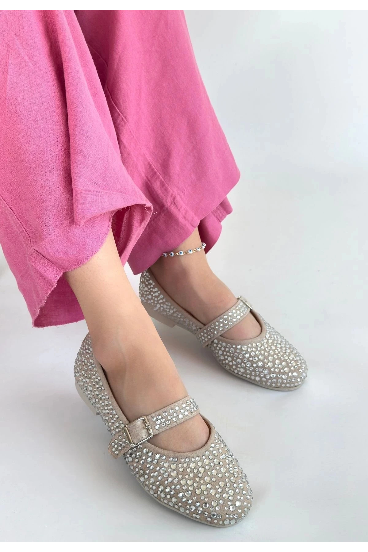 Denya Bej Süet Babet Ayakkabı