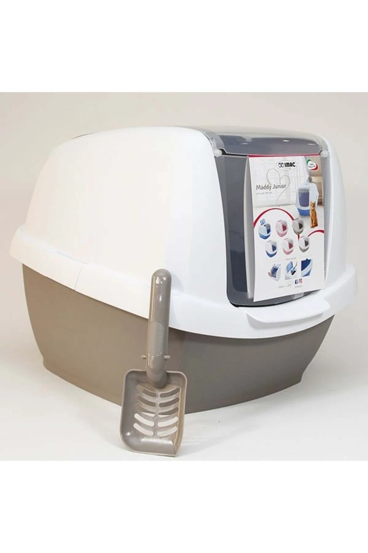 Maddy Junior Üstü Açılır Kapalı Kedi Tuvaleti Gri 57x43x41 Cm