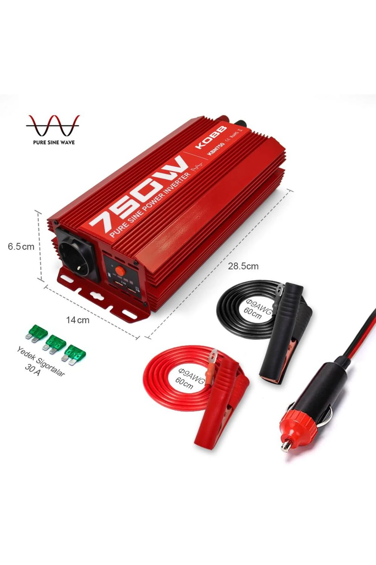 KBN750 12V/220V 750Watt Tam Sinüs Dönüştürücü İnvertör