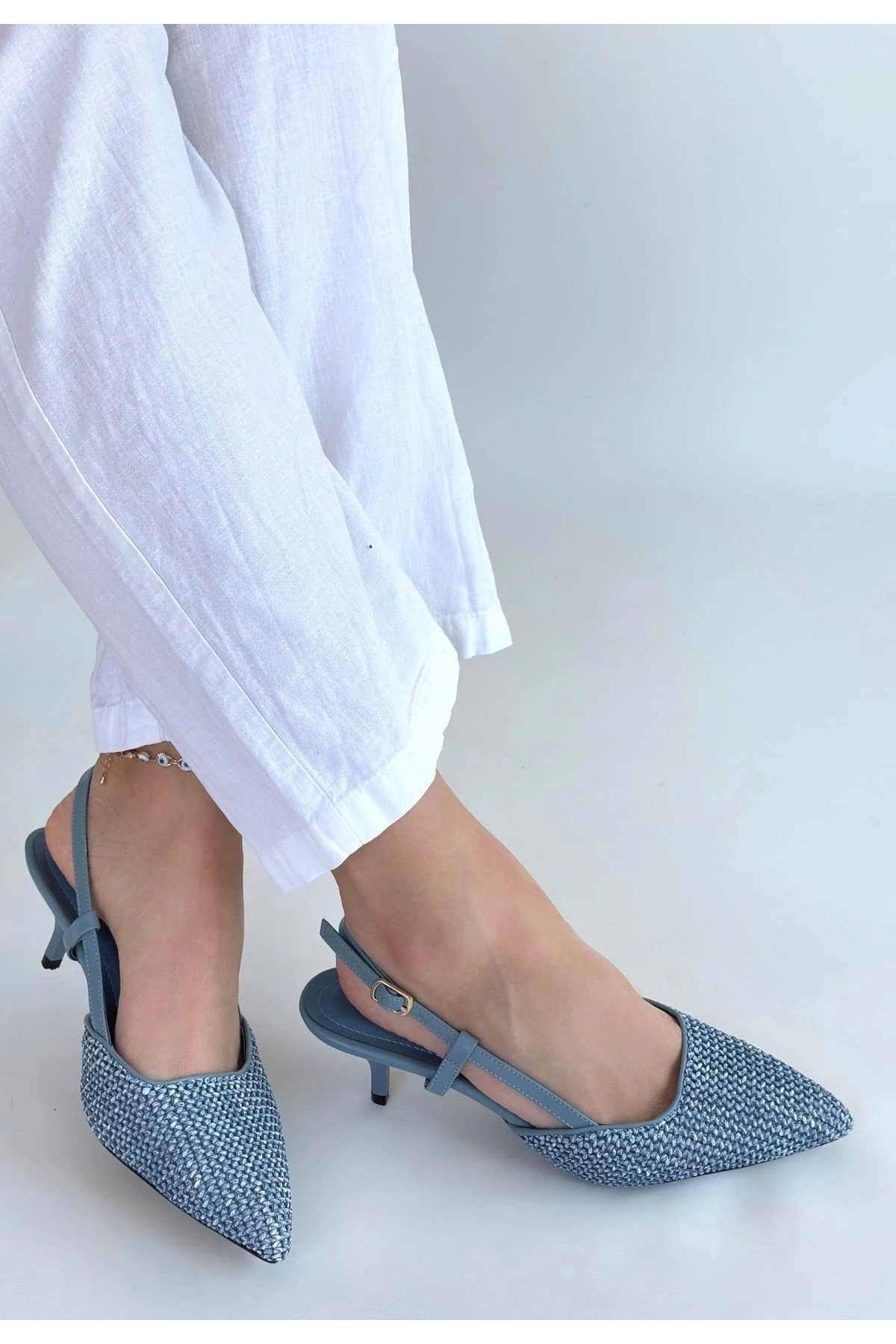 Natti Mavi Cilt Topuklu Ayakkabı