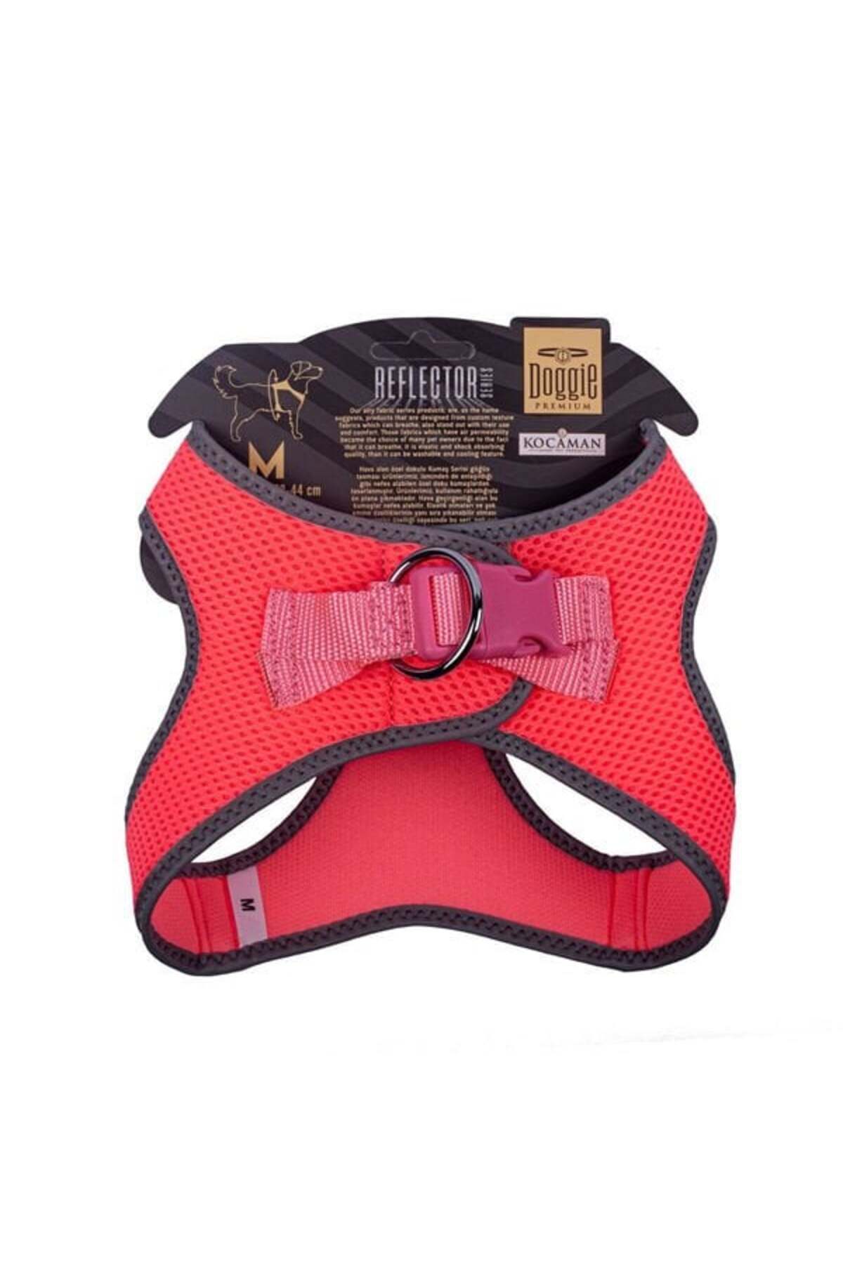 Doggie Havalı Dokuma Reflektör Küçük Irk Köpek Göğüs Tasması Medium Pembe 38-44 Cm