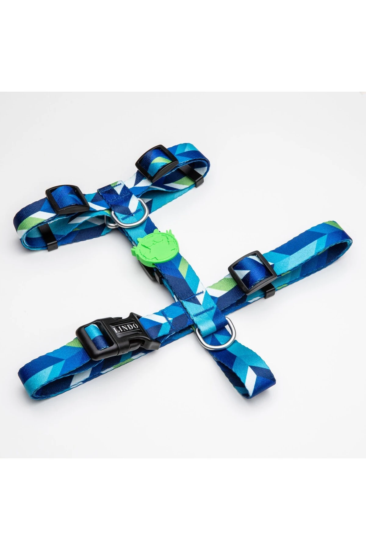 Lindo Dogs Blue Dream H Tipi Köpek Göğüs Tasması Mavi/Yeşil Beden Large