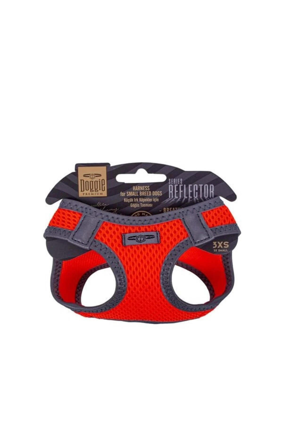 Doggie Havalı Dokuma Reflektör Küçük Irk Köpek Göğüs Tasması Xxxsmall Turuncu 22-26 Cm