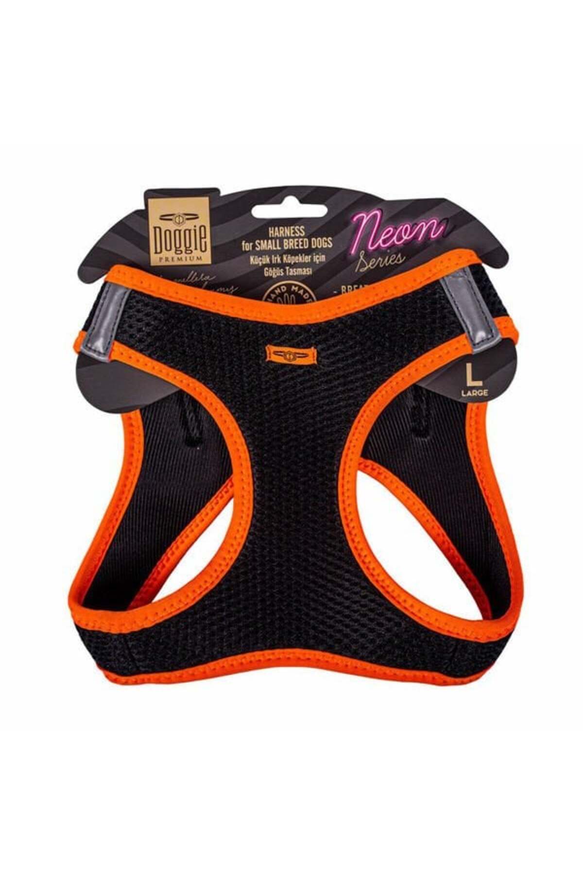 Doggie Havalı Dokuma Neon Küçük Irk Köpek Göğüs Tasması Large Turuncu 42-48 Cm