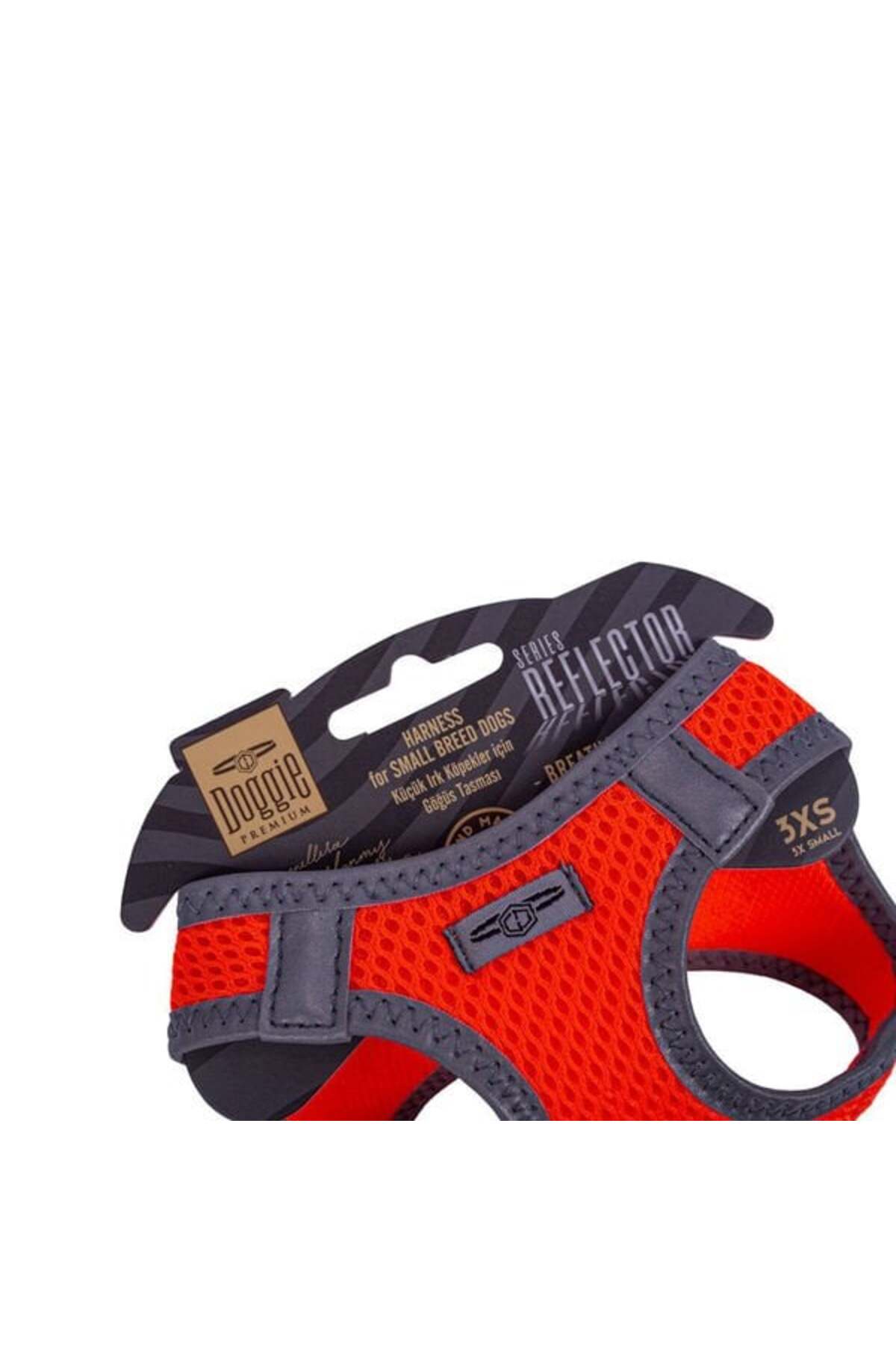 Doggie Havalı Dokuma Reflektör Küçük Irk Köpek Göğüs Tasması Xxxsmall Turuncu 22-26 Cm