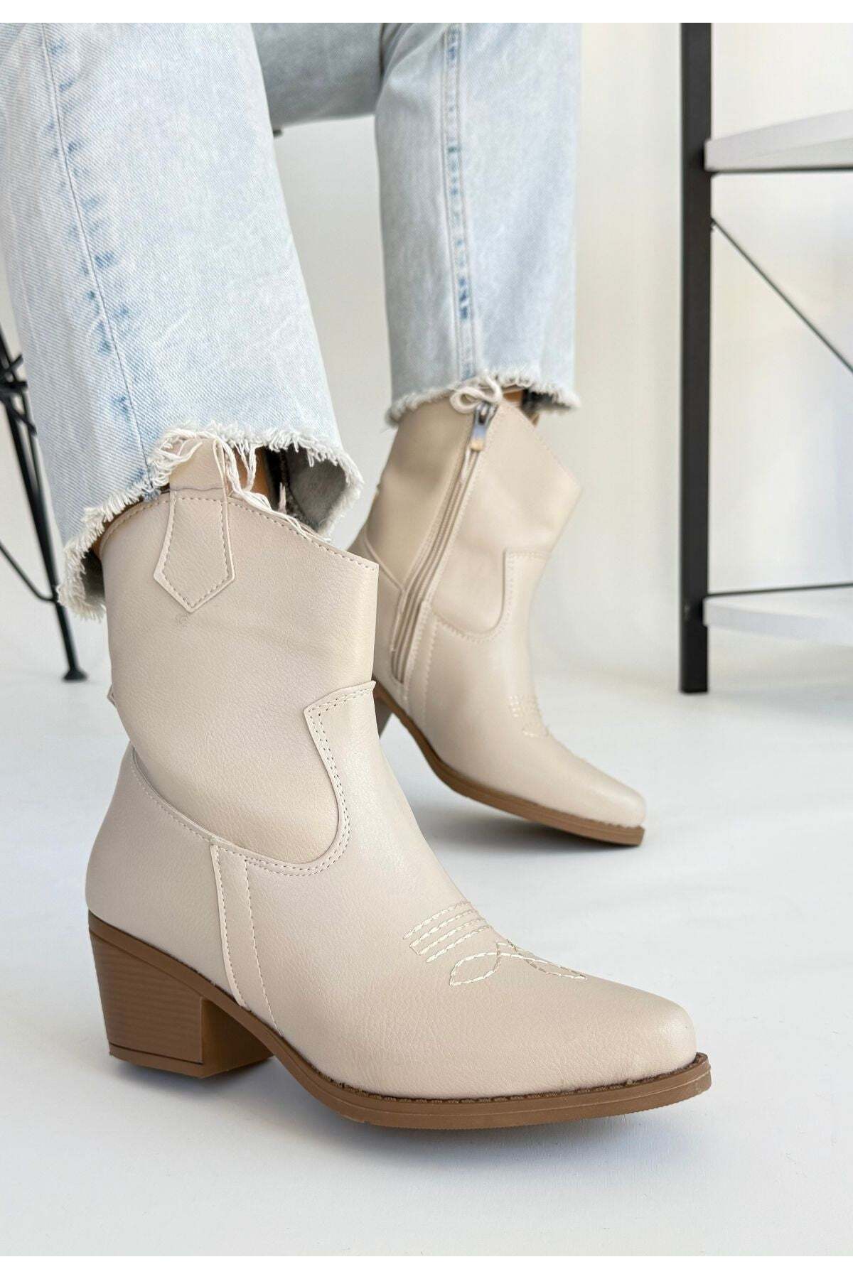 Akver Bej Cilt Topuklu Bot