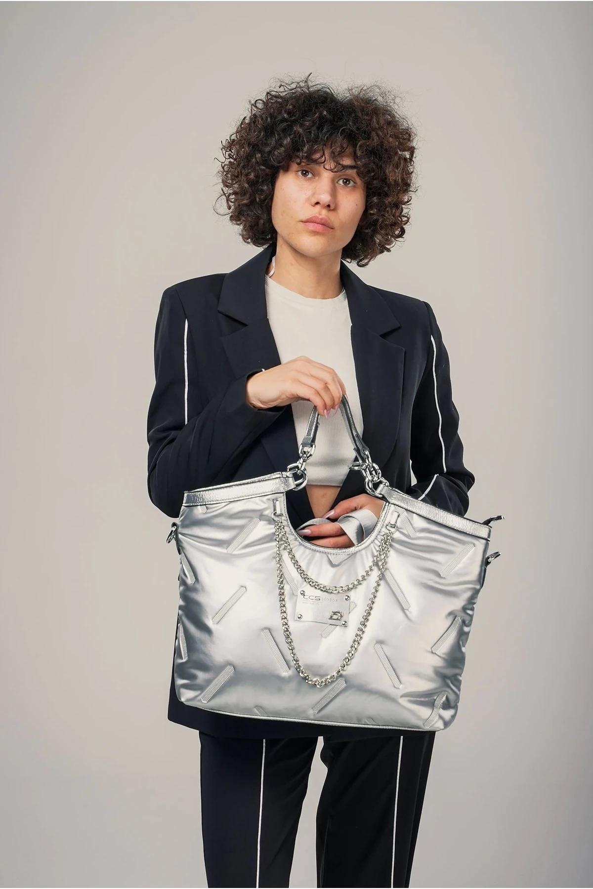 Enya Gri Cilt Omuz Çantası