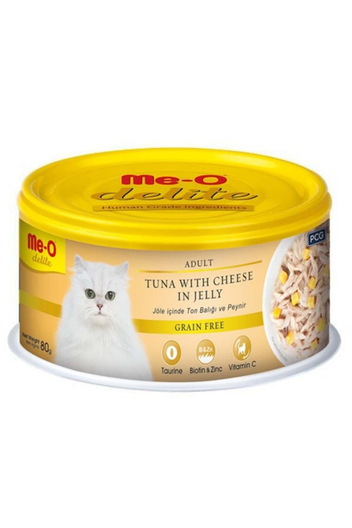 Meo Delite Tahılsız Jöleli Ton Balıklı ve Peynirli Yetişkin Konserve Kedi Maması 80 Gr