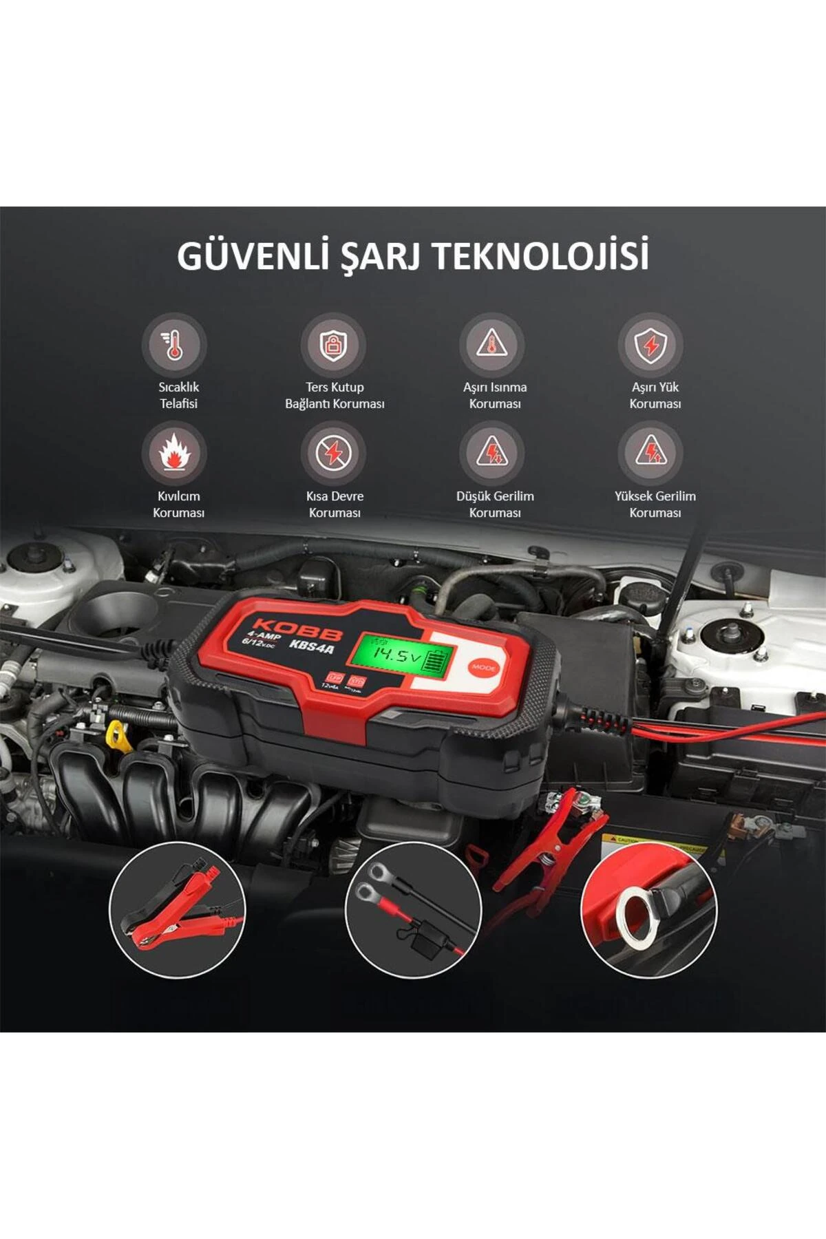 KBS4A 6/12V 120A Dijital Akü Şarj / Akü Bakım / Desülfatör ve Power Supply