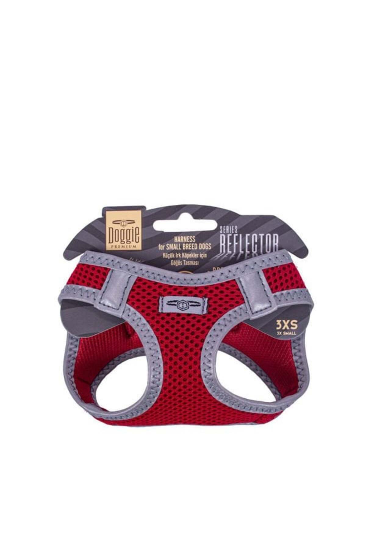 Doggie Havalı Dokuma Reflektör Küçük Irk Köpek Göğüs Tasması Xxxsmall Kırmızı 22-26 Cm
