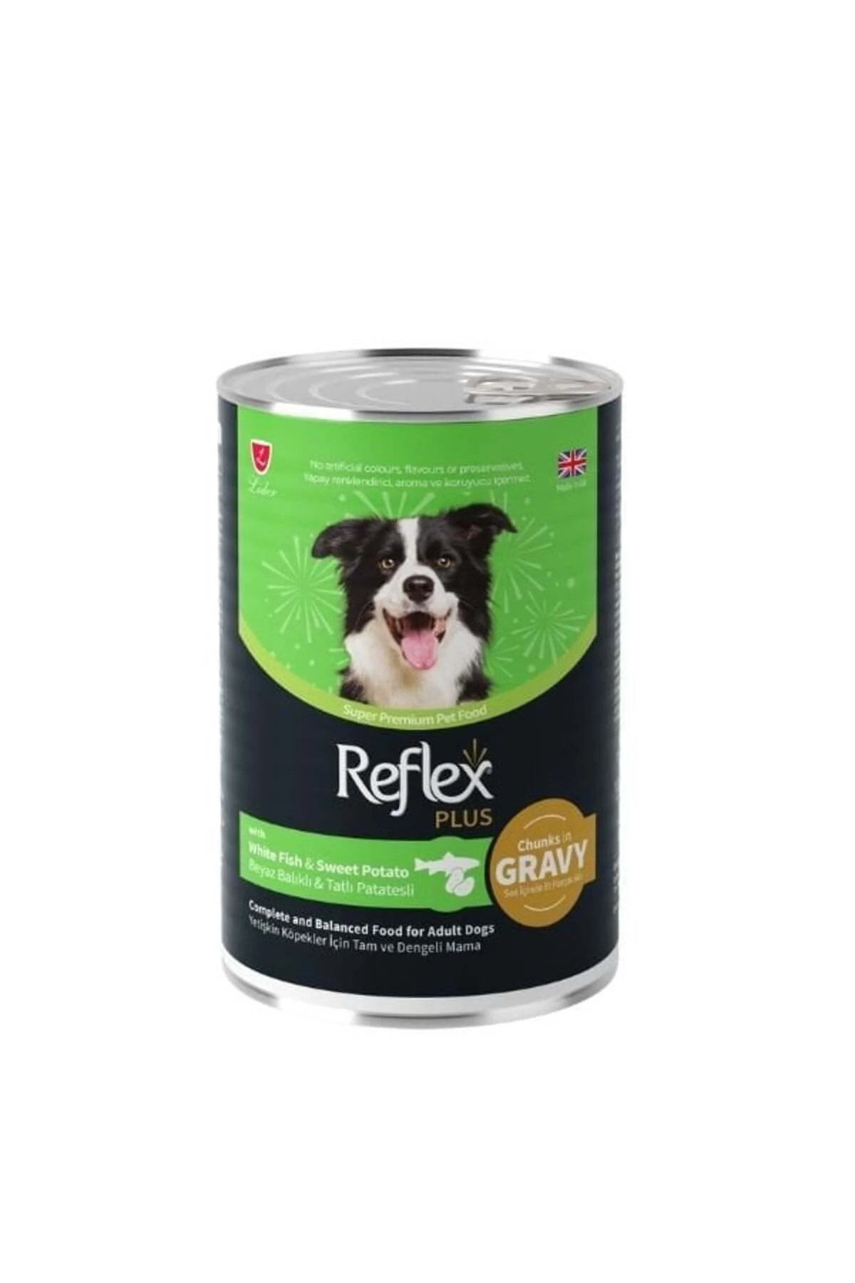 Reflex Plus Sos İçinde Beyaz Balıklı ve Tatlı Patatesli Yetişkin Konserve Köpek Maması 400 Gr