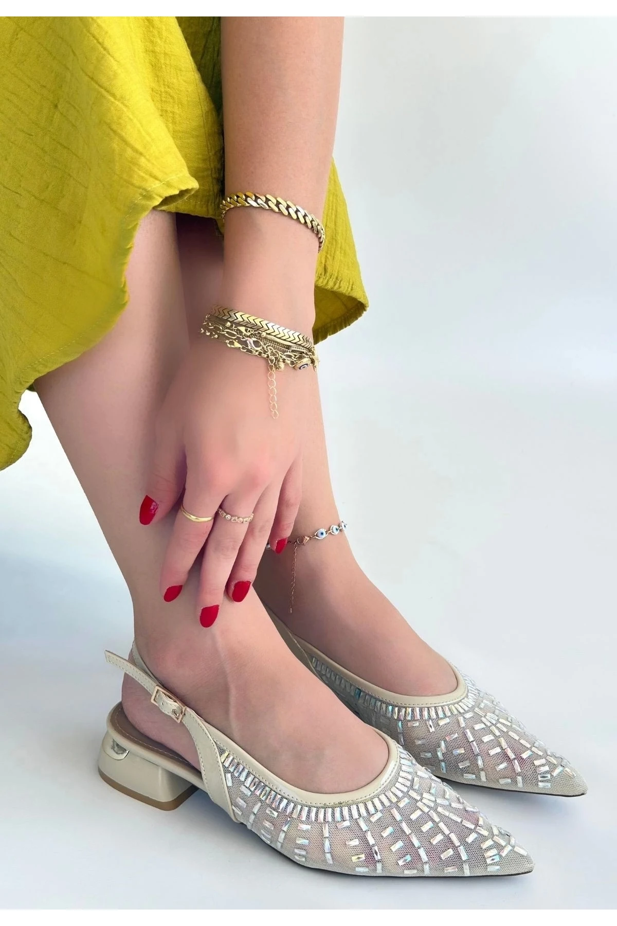 Piga Ten Cilt Tüllü Topuklu Ayakkabı