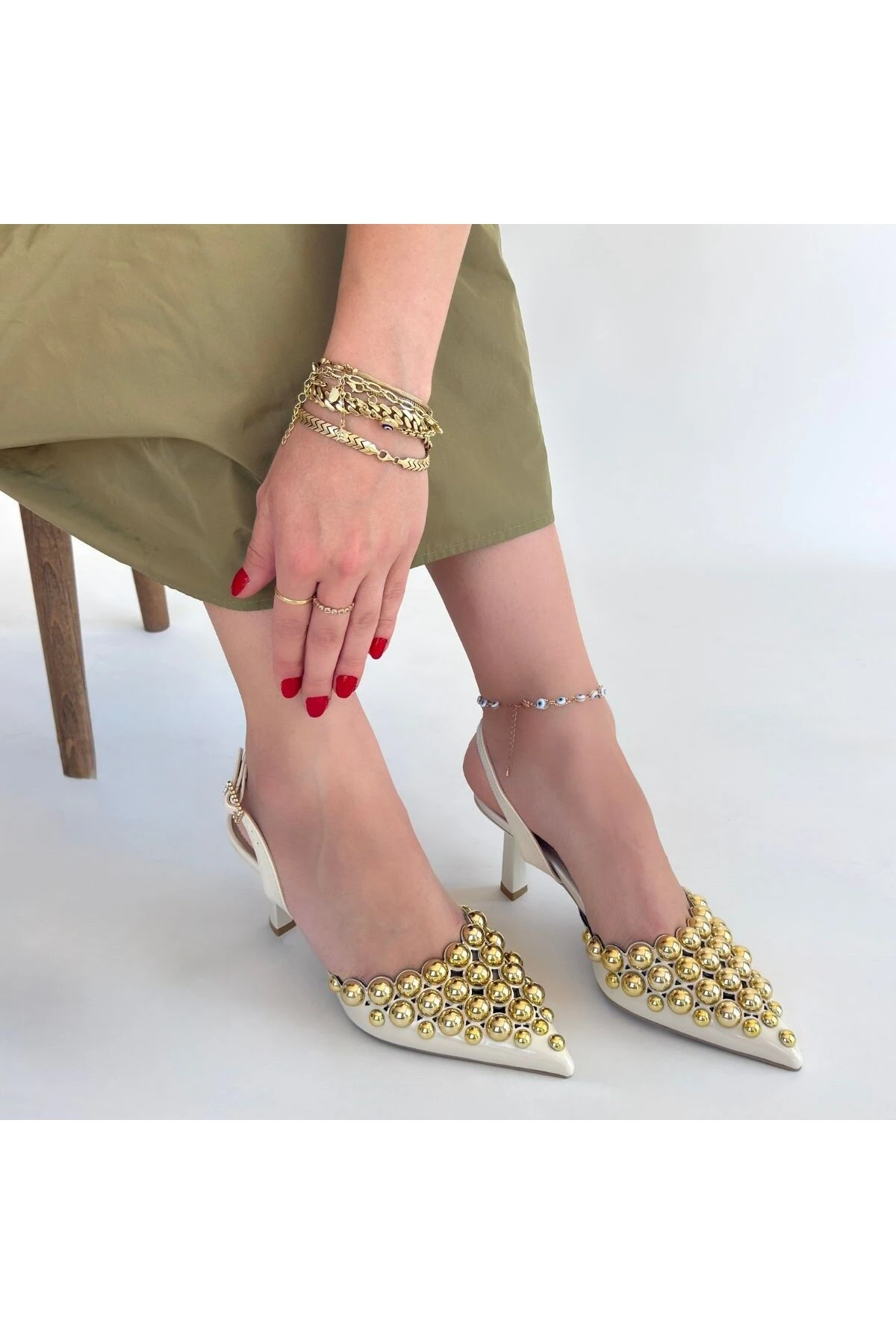 eyesof Makay Bej Rugan Topuklu Ayakkabı