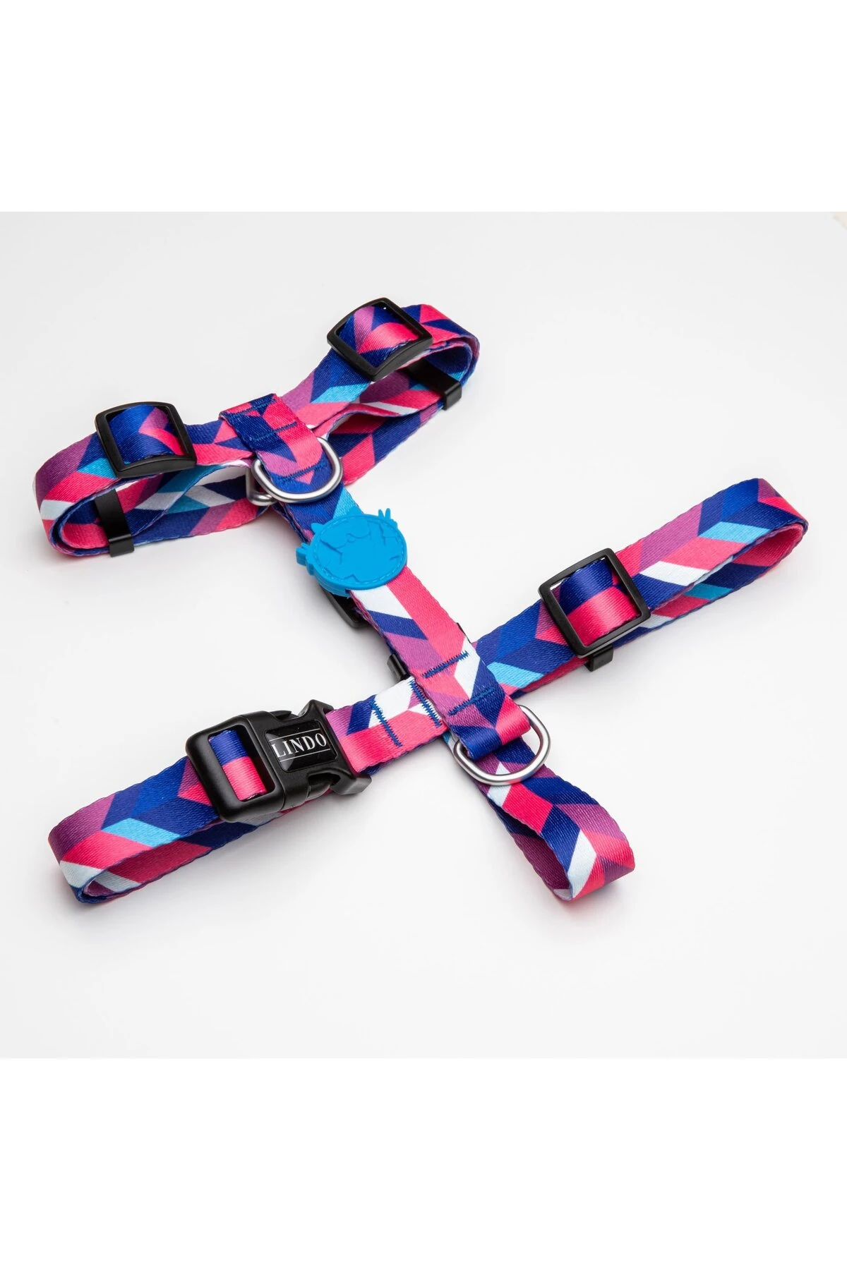 Lindo Dogs Pink Dream H Tipi Köpek Göğüs Tasması Mavi/Pembe Beden Small