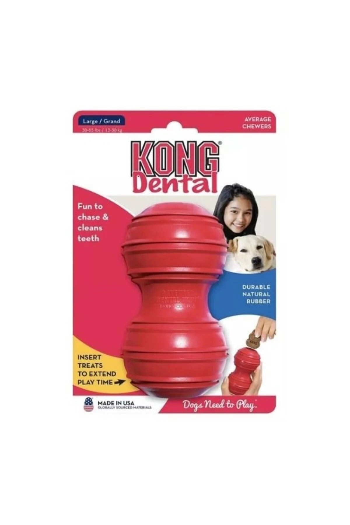 Kong Dental Diş Temizliği için Köpek Çiğneme Oyuncağı Large Kırmızı