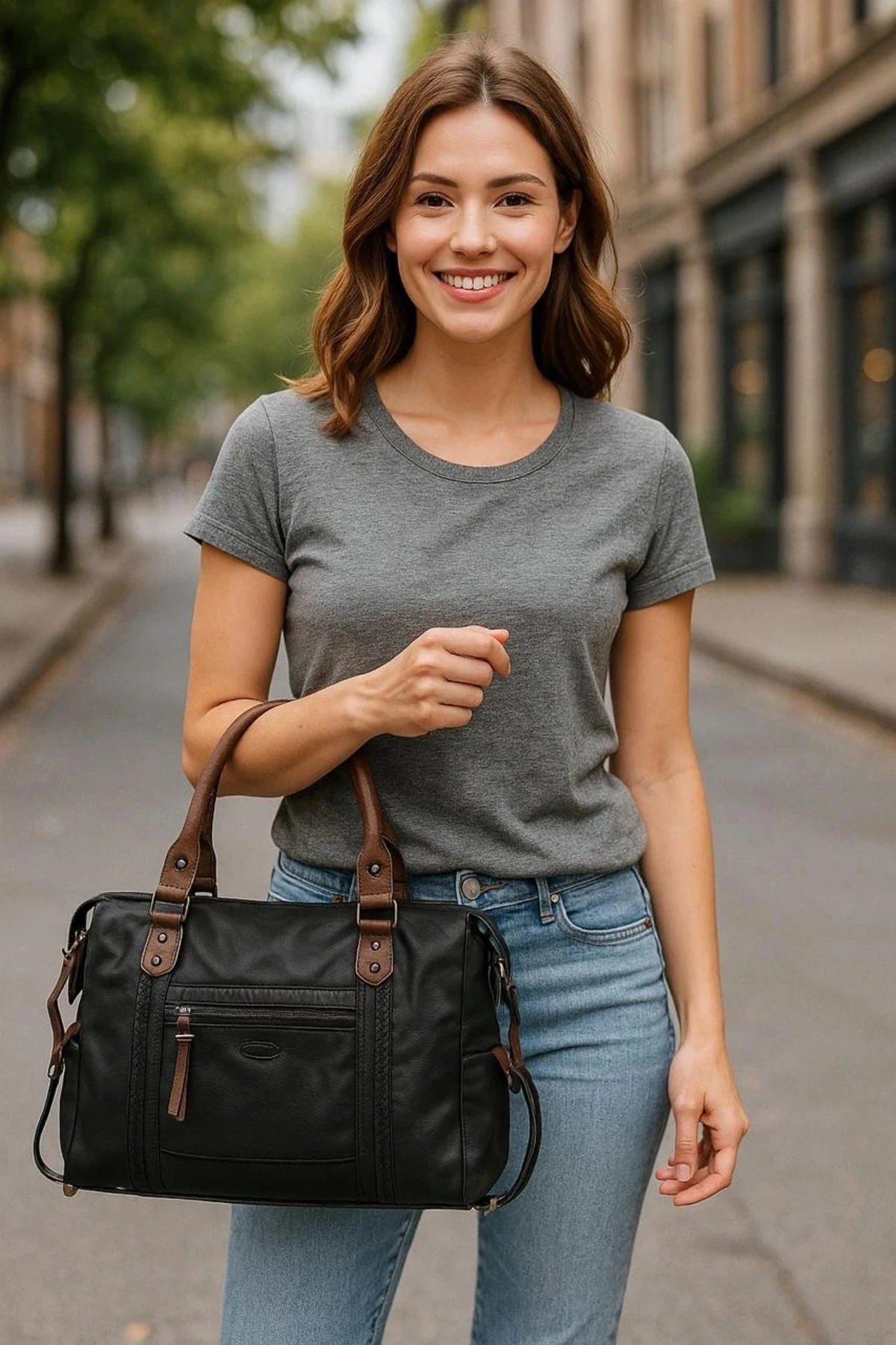 eyesof Muert Siyah Cilt Omuz Askılı El Çantası