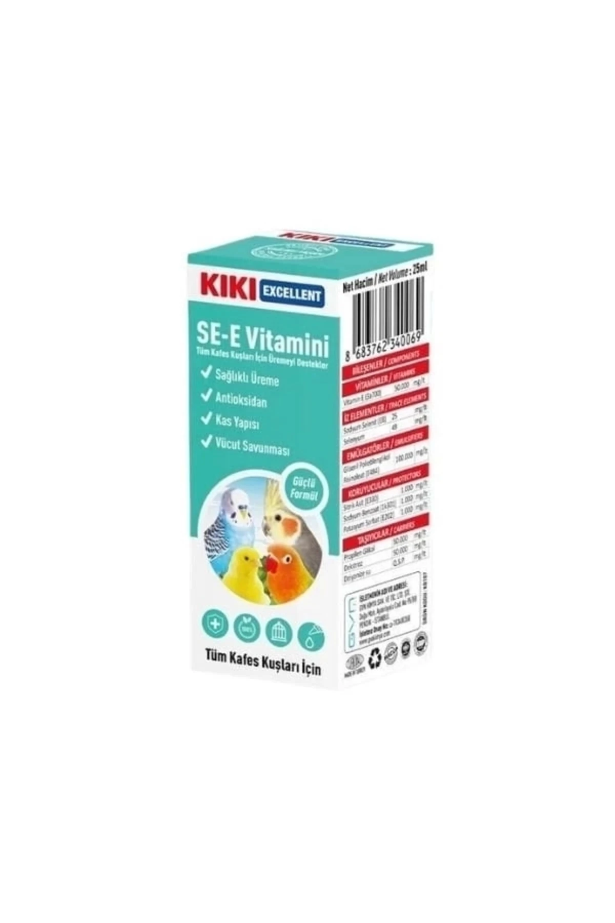 Sağlıklı Üreme Destekleyici Kuşlar için SE-E Vitamini Sıvı Damla 25 Ml