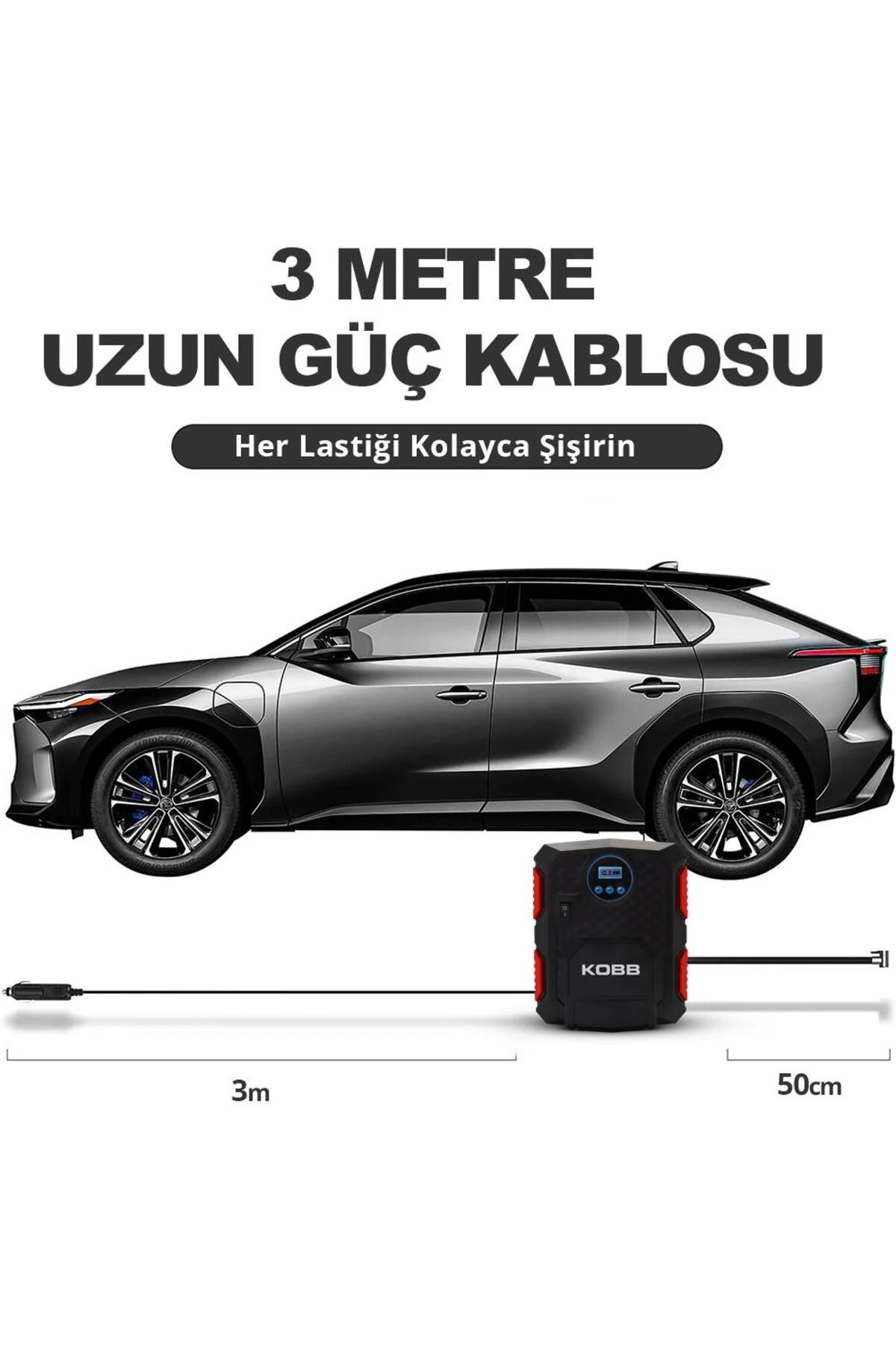 KB200 12Volt 150 PSI Ayarlanabilir Dijital Basınç Göstergeli Hava Lastik Şişirme Pompası