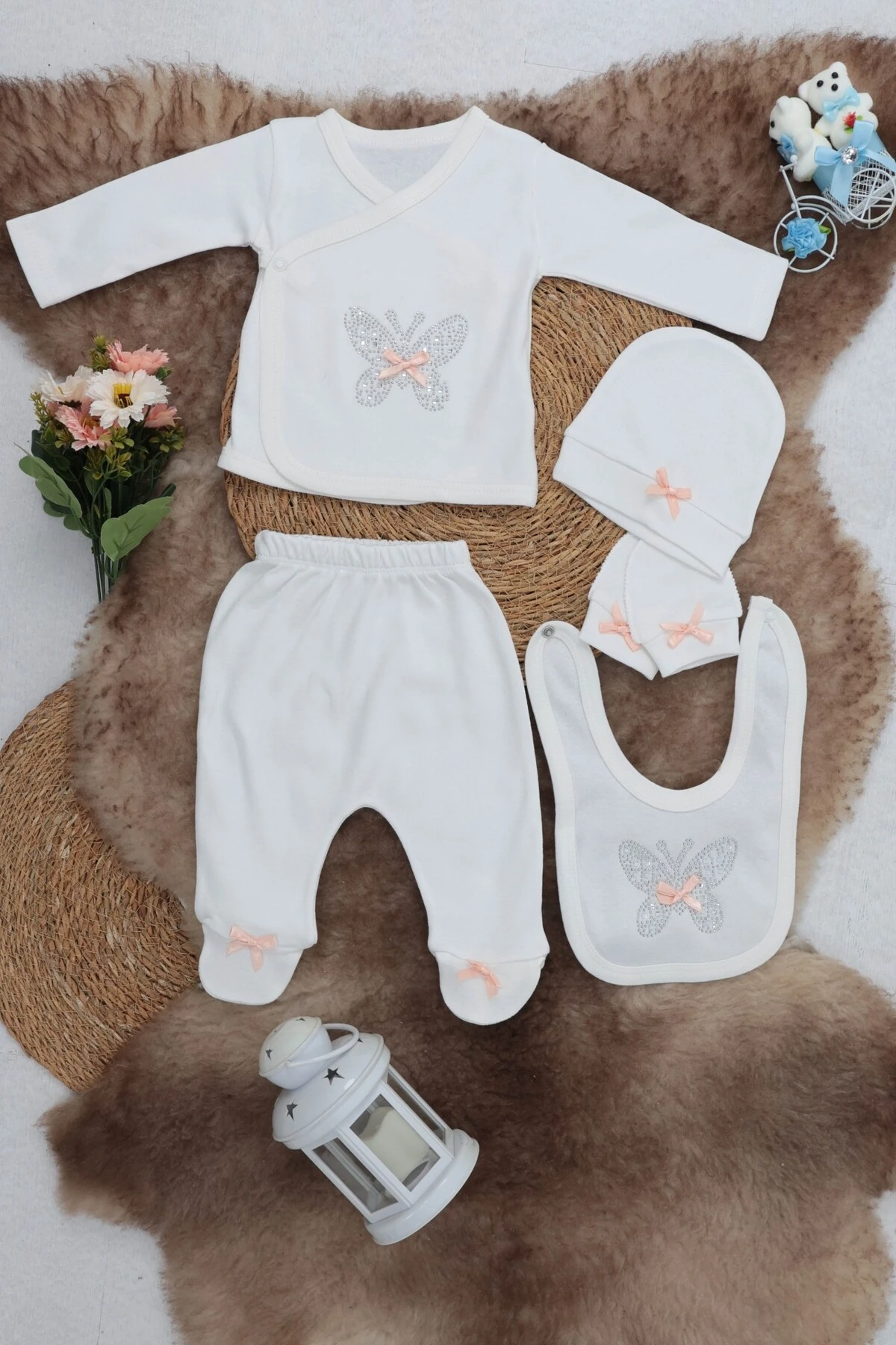 Sema Baby 5 Parça Hastane Çıkışı Zıbın Seti 0-3 Ay - Butterfly