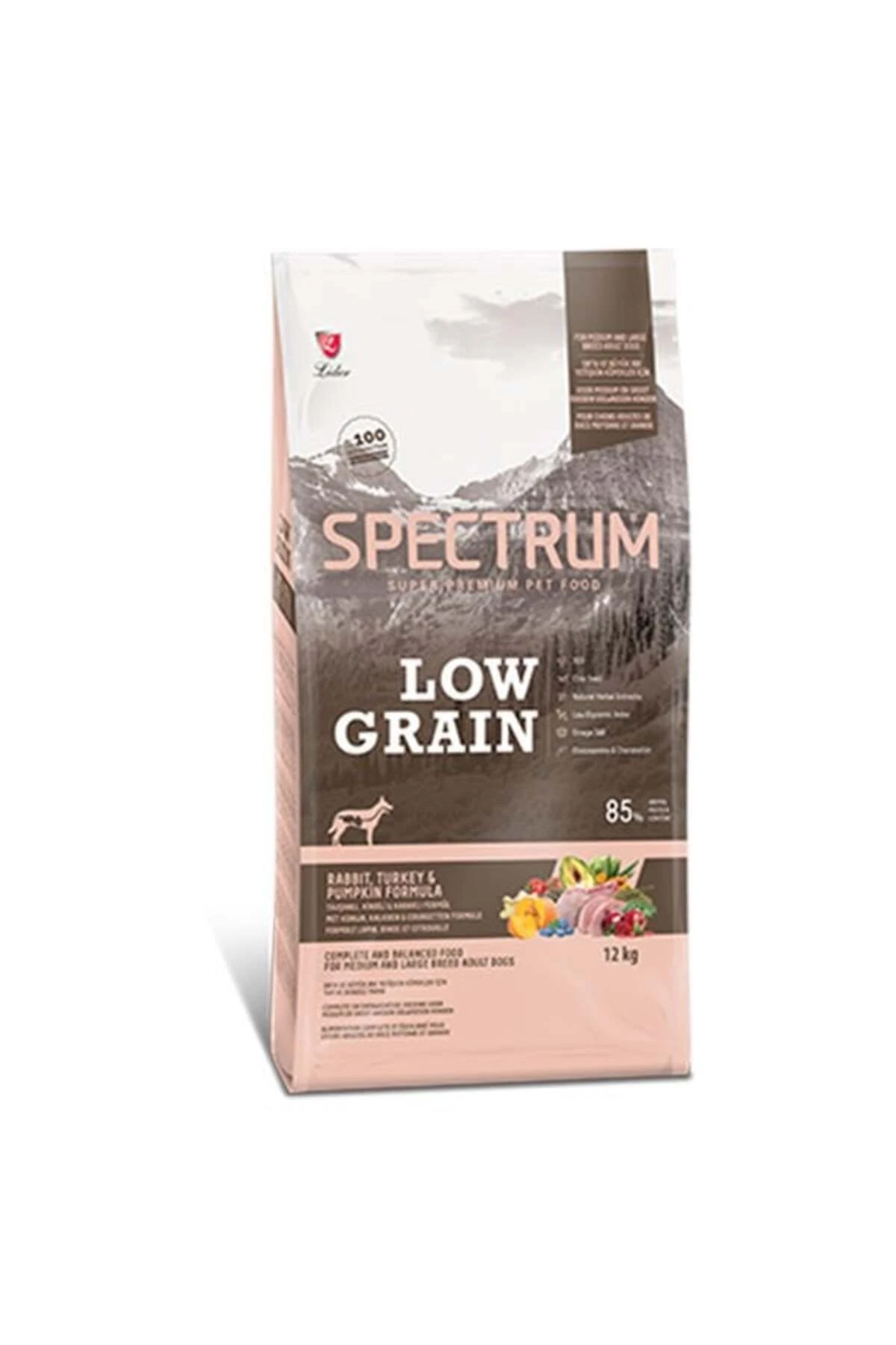 Spectrum Düşük Tahıllı Tavşanlı Hindili ve Bal Kabaklı Orta ve Büyük Irk Yetişkin Köpek Maması 12 Kg