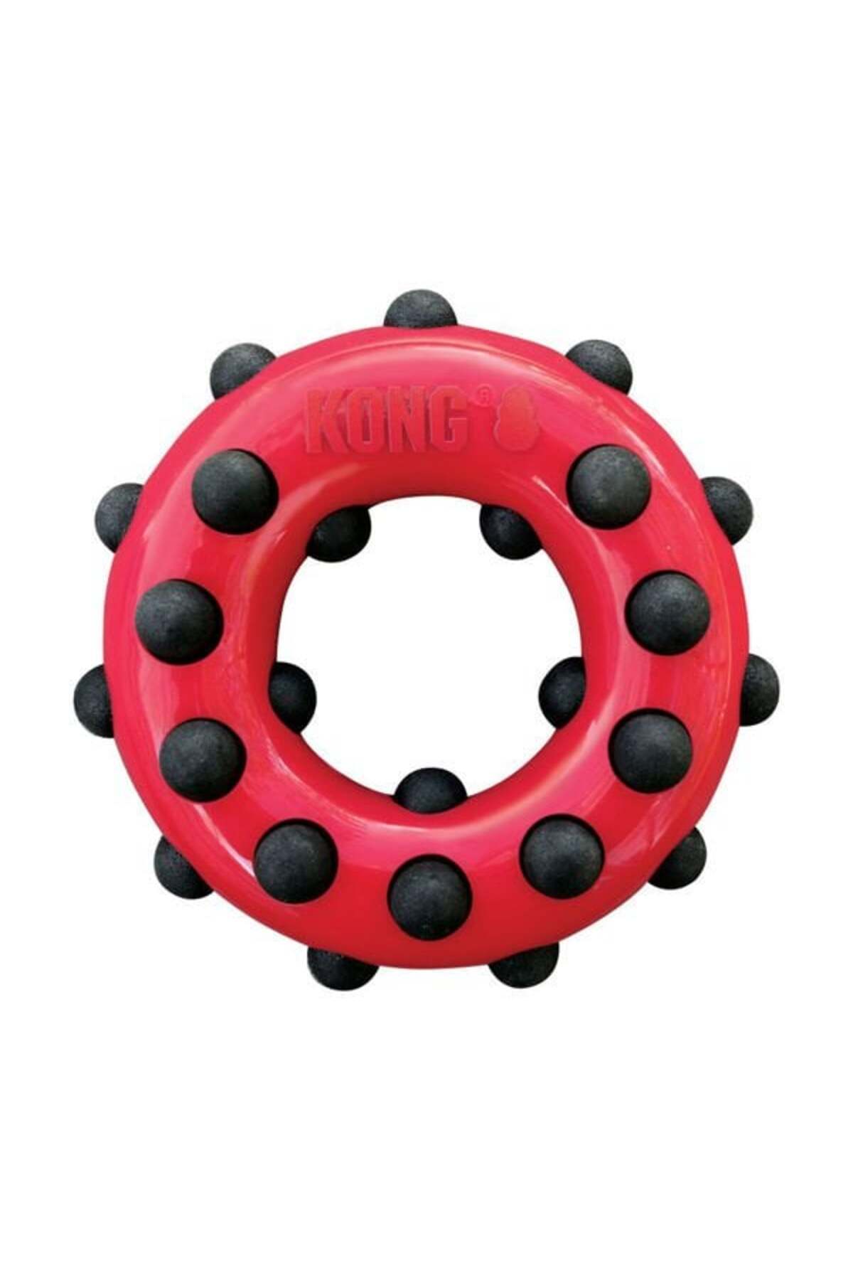 Kong Dotz Halka Sesli Köpek Oyuncağı Small Siyah/Kırmızı 9.5 Cm