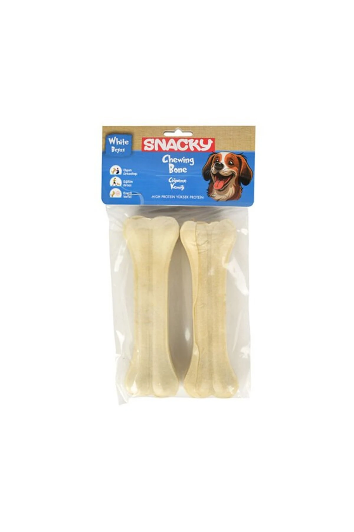 Beyaz Preslenmiş Yüksek Proteinli Köpek Çiğneme Kemiği 2 Adet 145 Gr