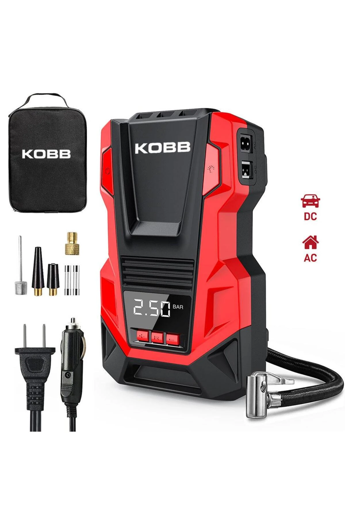 KOBB KB220 12Volt/220Volt 150 PSI Dijital Basınç Göstergeli Lastik Şişirme Pompası