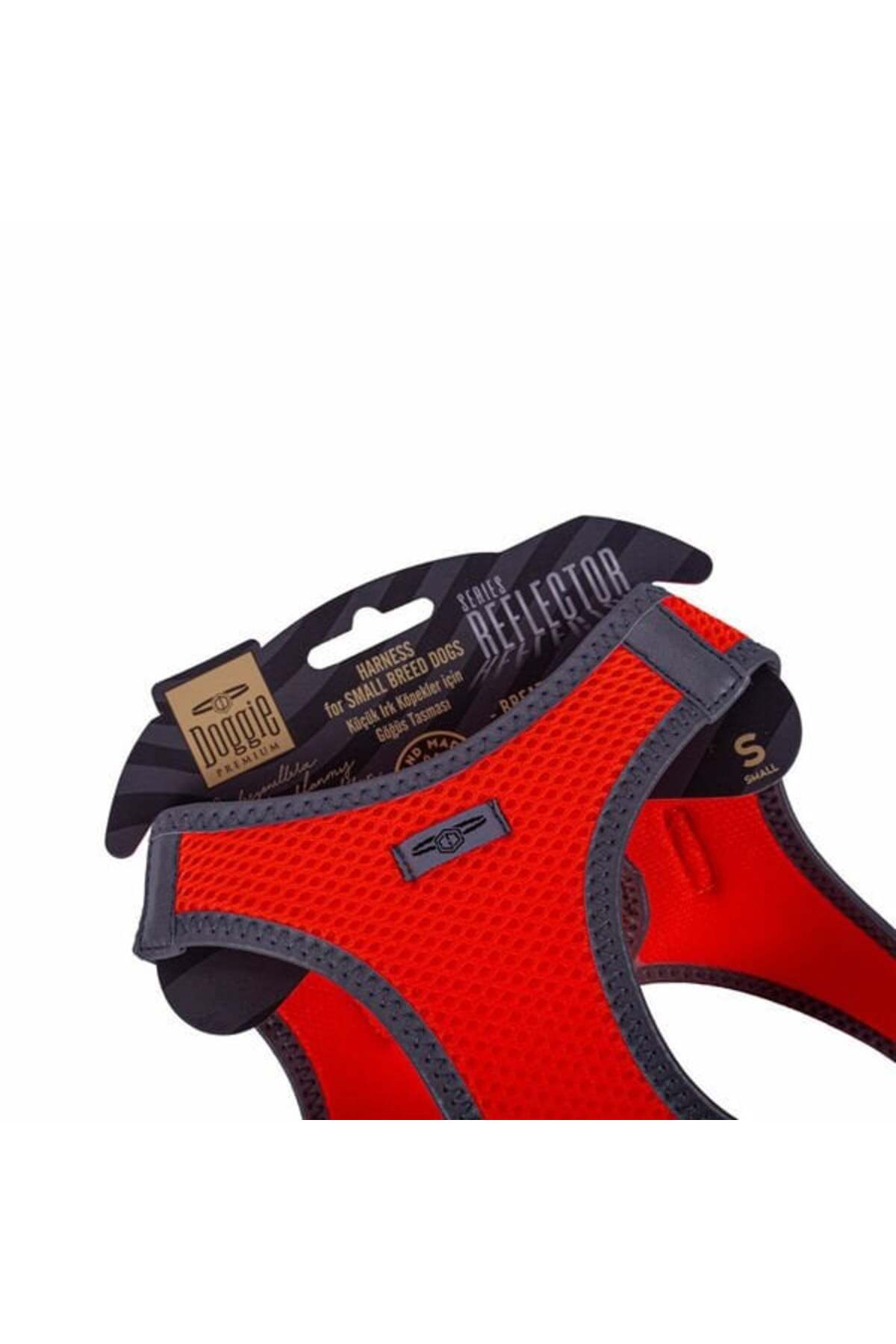 Doggie Havalı Dokuma Reflektör Küçük Irk Köpek Göğüs Tasması Small Turuncu 32-38 Cm