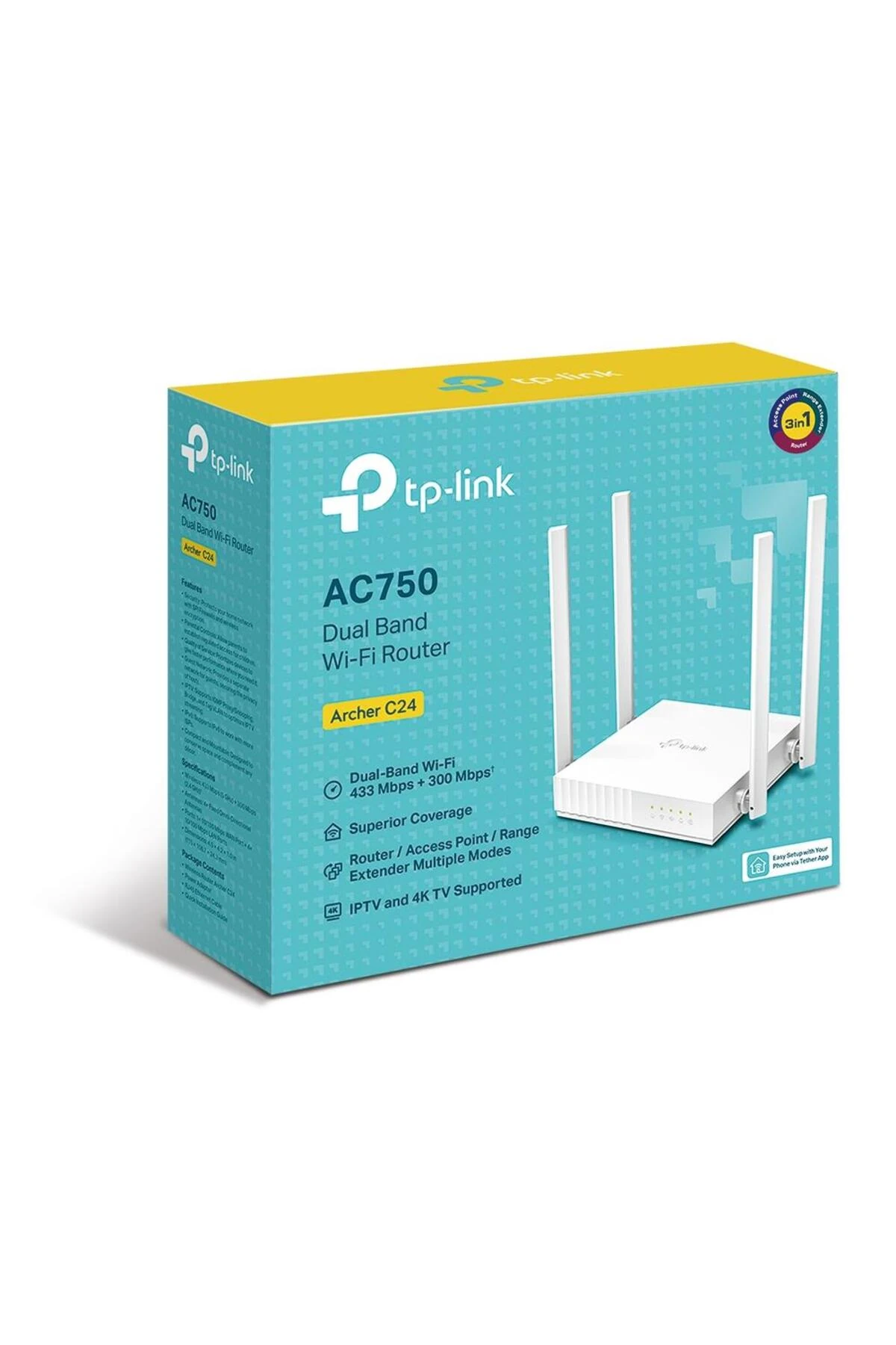 TP-LINK ARCHER C24 AC750 KABLOSUZ DUAL BAND ROUTER