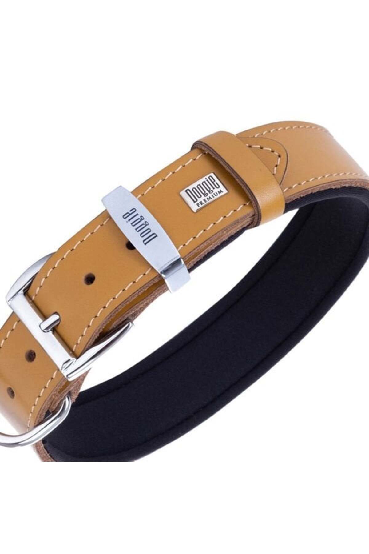 Doggie Konfor Deri Köpek Boyun Tasması Large Camel 3.5x52-60 Cm