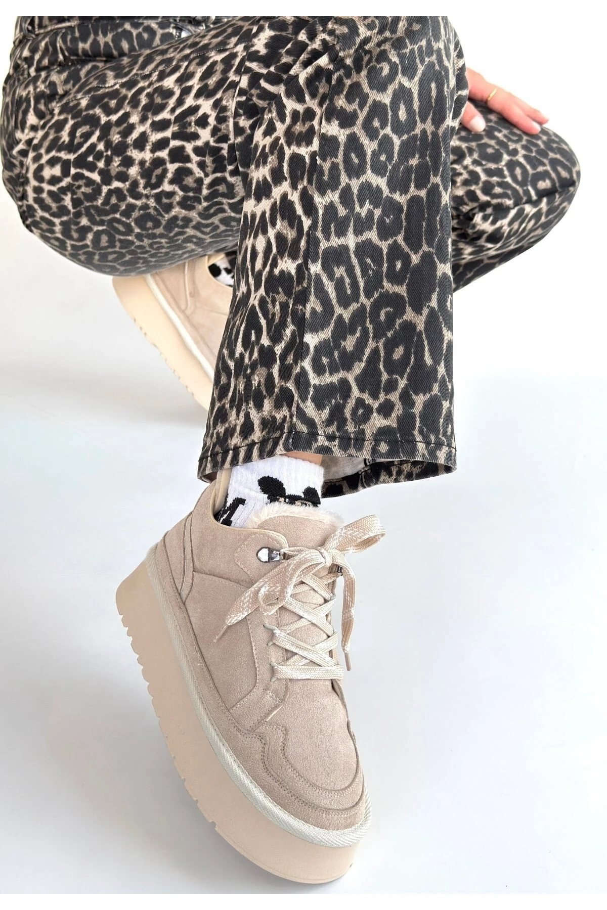 Muden Bej Süet Bağcıklı Bot - Lisinya