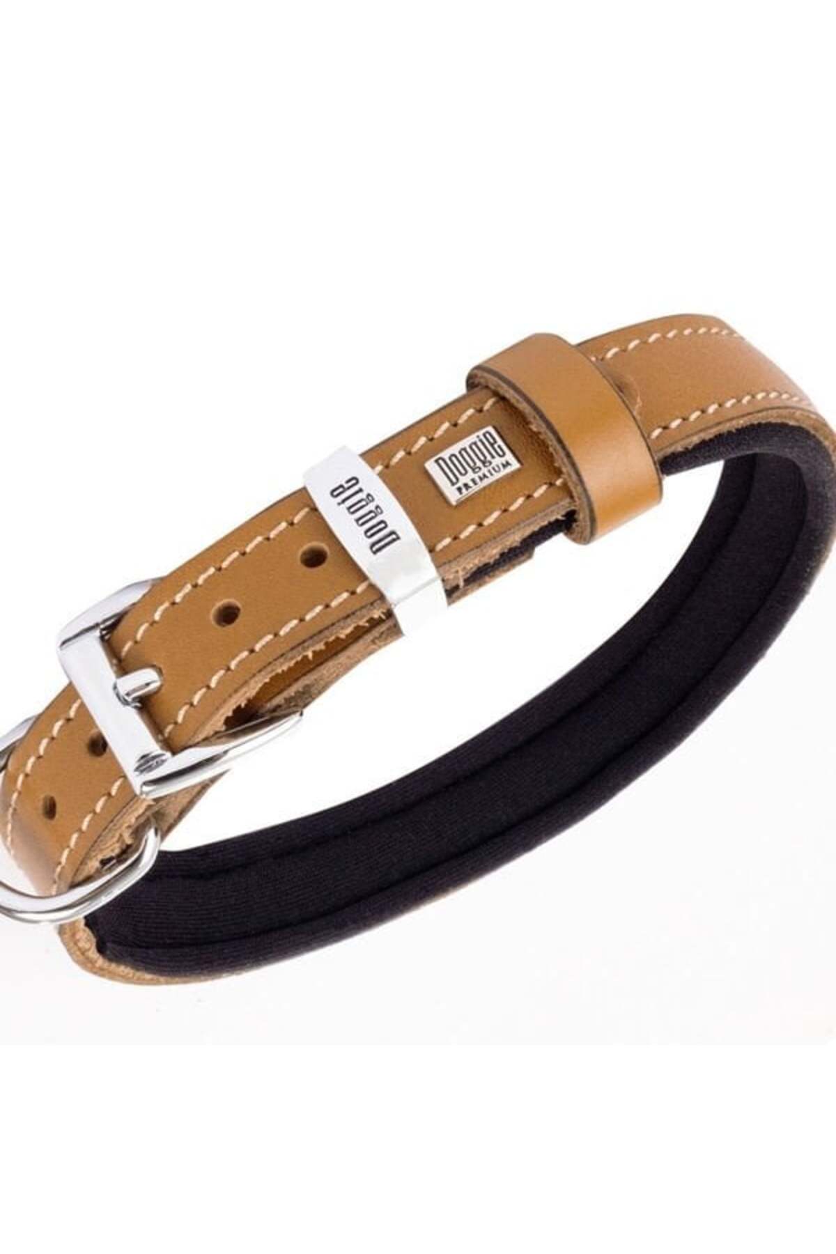 Doggie Konfor Deri Köpek Boyun Tasması Medium Camel 1.5x25-30 Cm