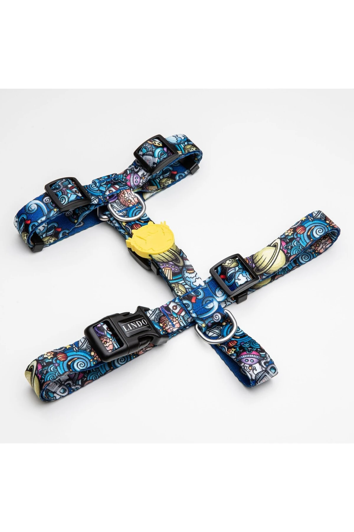 Lindo Dogs Apollo H Tipi Köpek Göğüs Tasması Mavi/Sarı Beden Large