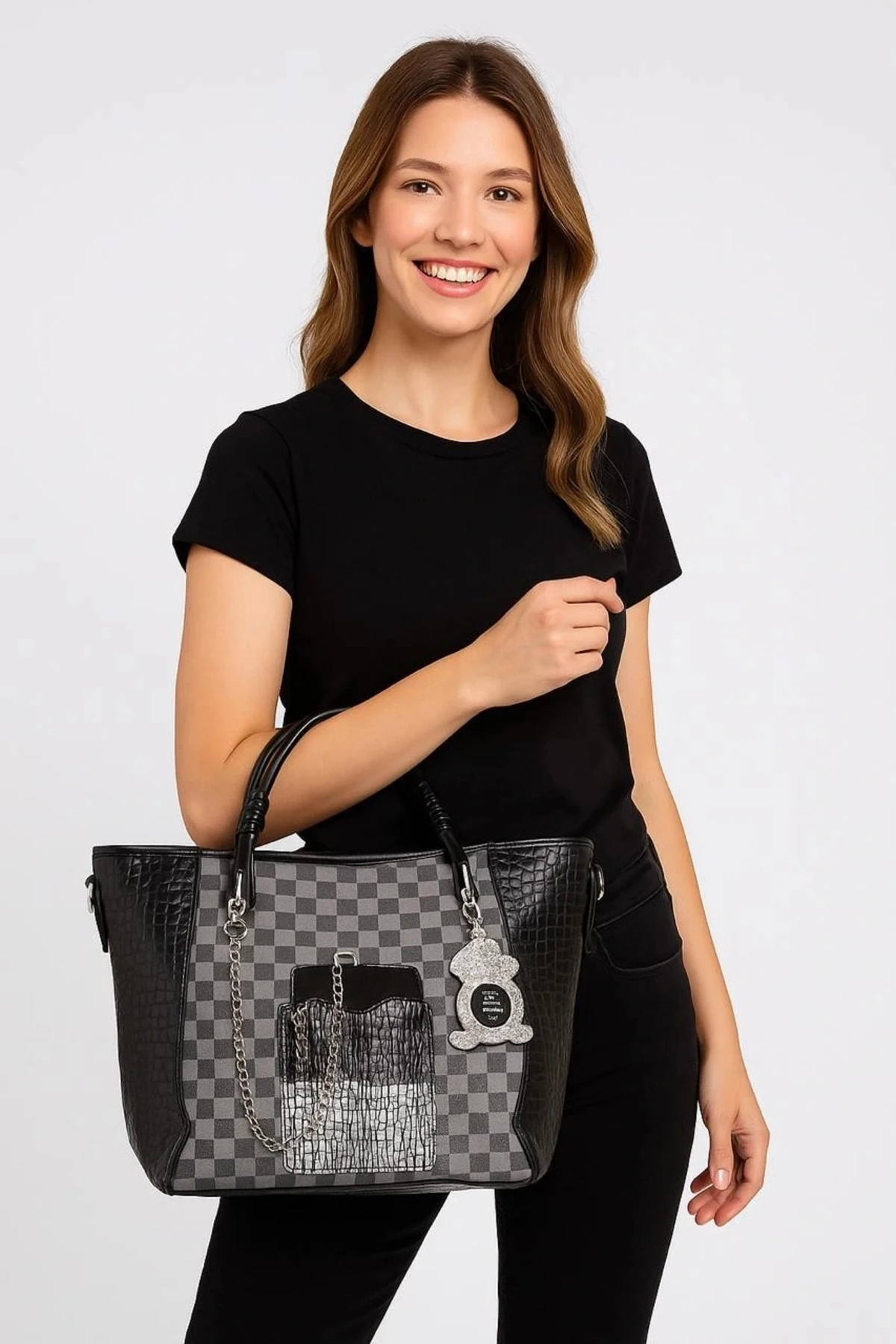 Avaj Siyah Cilt Omuz Çantası