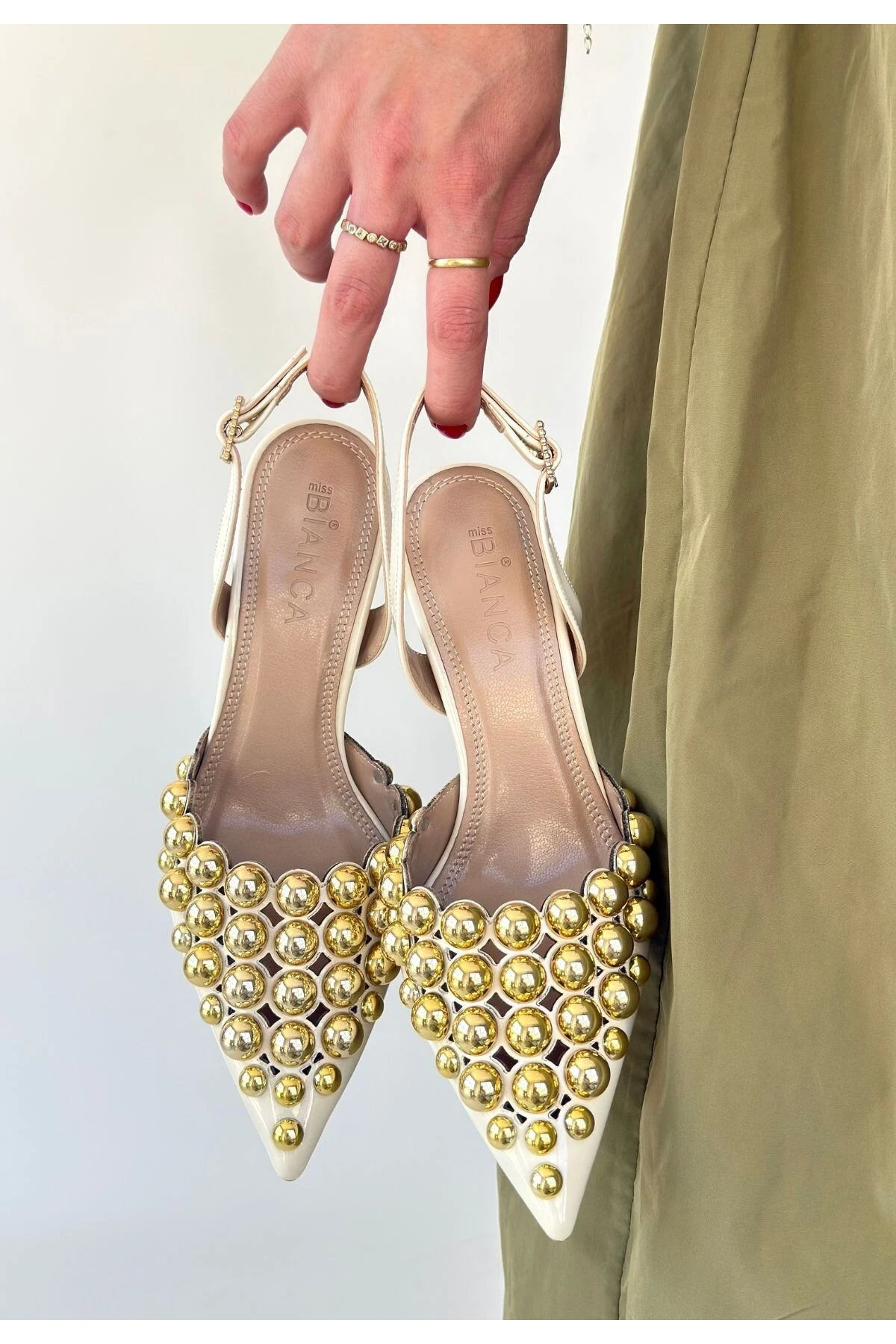 Makay Bej Rugan Topuklu Ayakkabı