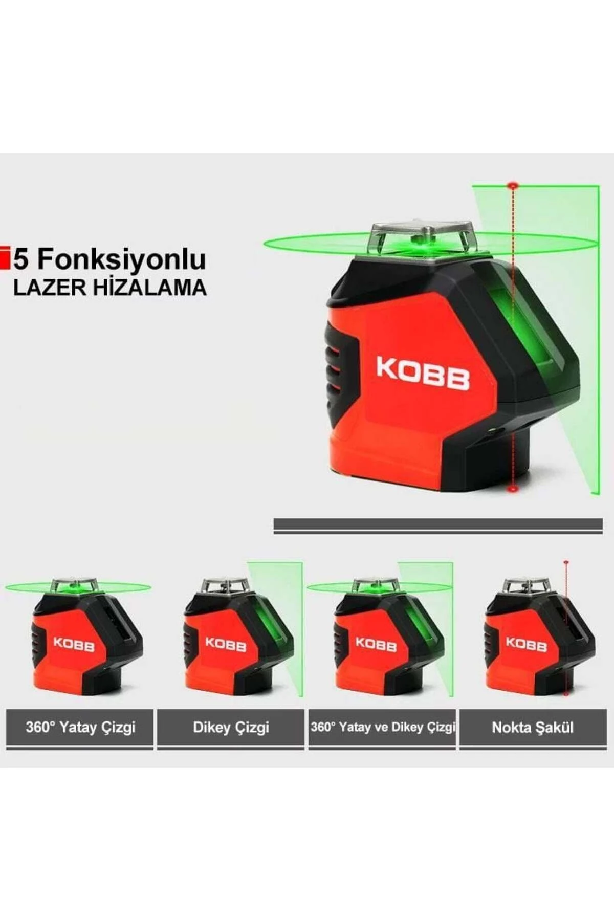 KOBB KBL88GTP 25 Metre Otomatik Hizalama Yeşil Lazer